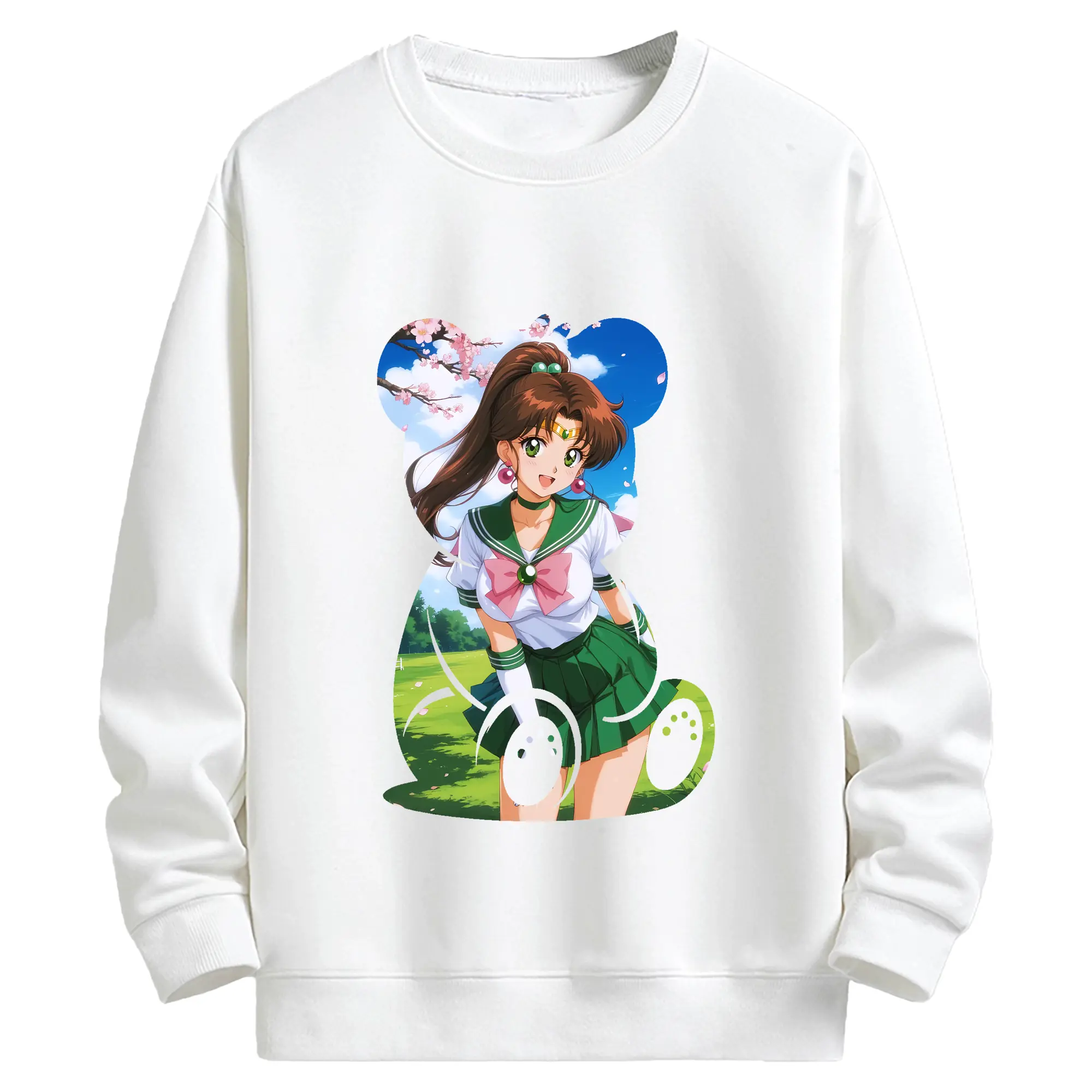 美少女戦士セーラームーン グッズ 木野 まこと - キッズ クルーネックスウェットシャツ ・ フロントプリント ・ 綿80％ ポリエステル20％ ・ 快適 通学 スポーツ 日常使い お散歩用