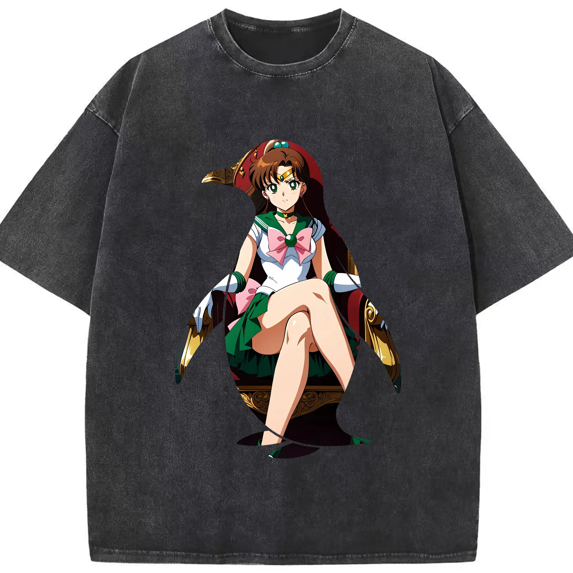 美少女戦士セーラームーン グッズ 木野 まこと - 綿100％ ヴィンテージ風 半袖Tシャツ ・ フロントプリント ・ 柔らか肌触り ・ 通気性 快適 ・ スポーツ カジュアル 外出用