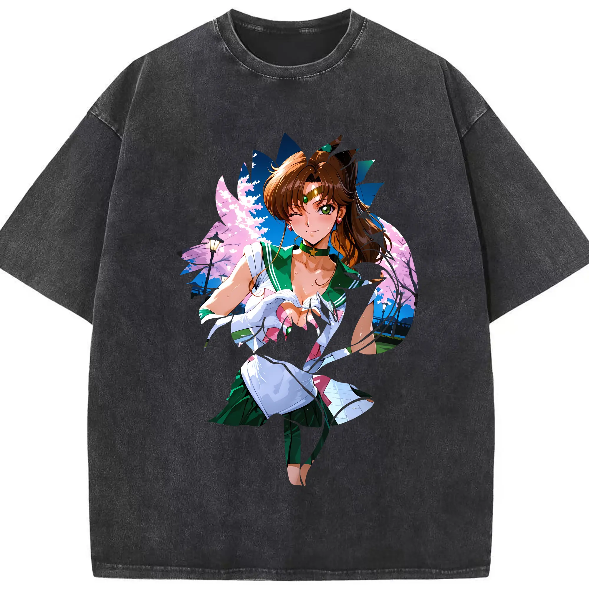 美少女戦士セーラームーン グッズ 木野 まこと - 綿100％ ヴィンテージ風 半袖Tシャツ ・ フロントプリント ・ 柔らか肌触り ・ 通気性 快適 ・ スポーツ カジュアル 外出用
