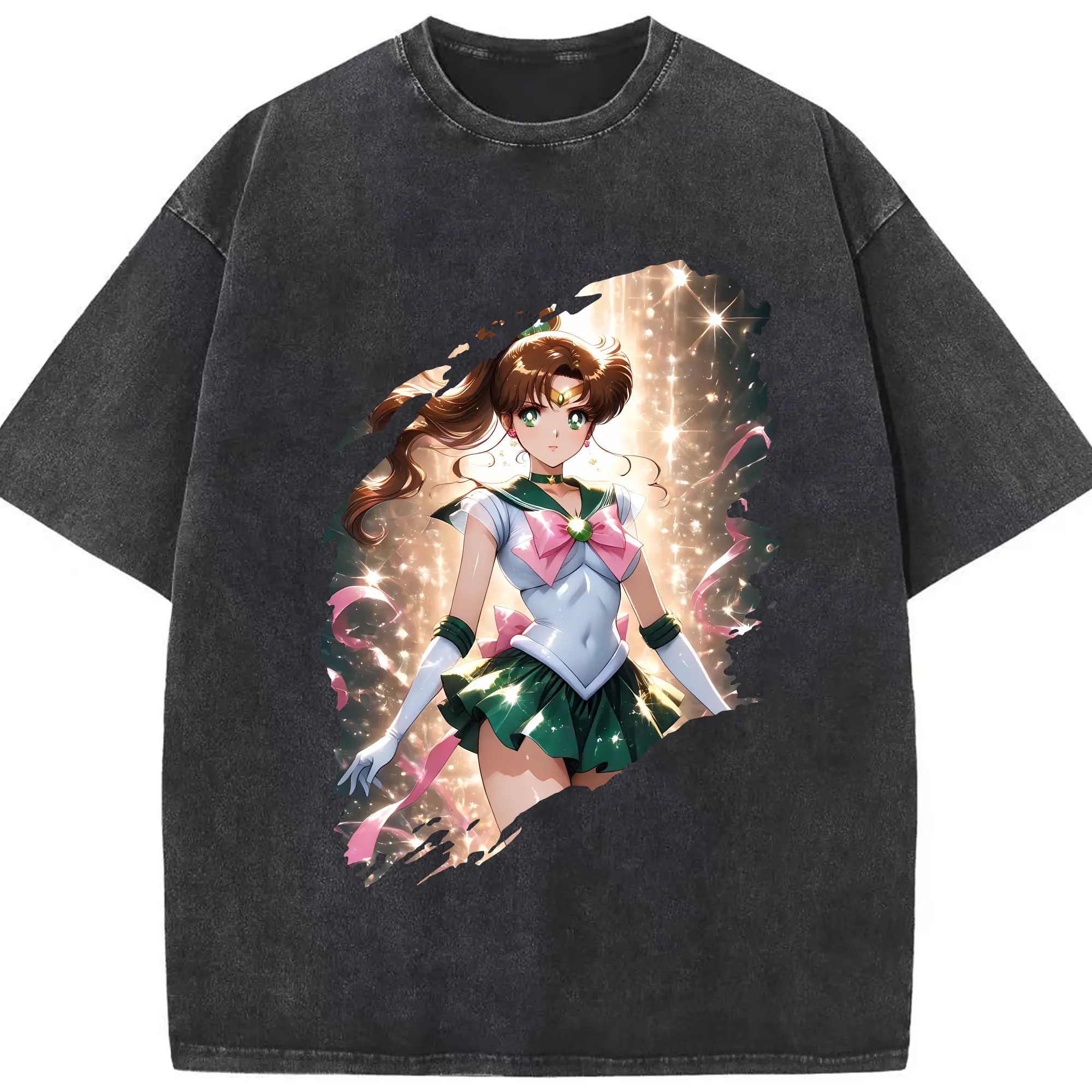 美少女戦士セーラームーン グッズ 木野 まこと - 綿100％ ヴィンテージ風 半袖Tシャツ ・ フロントプリント ・ 柔らか肌触り ・ 通気性 快適 ・ スポーツ カジュアル 外出用