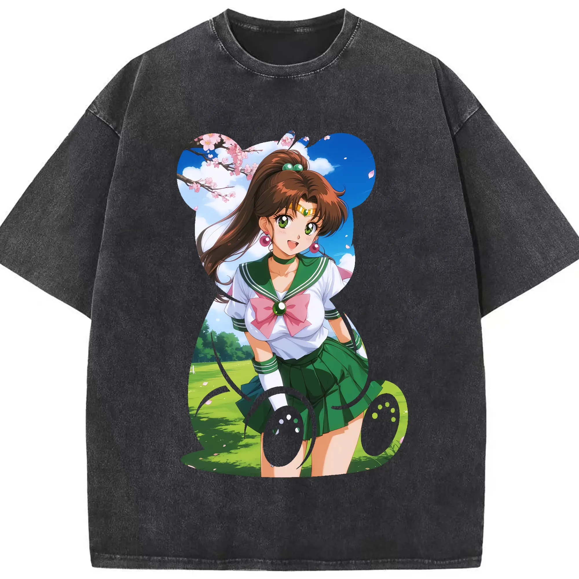 美少女戦士セーラームーン グッズ 木野 まこと - 綿100％ ヴィンテージ風 半袖Tシャツ ・ フロントプリント ・ 柔らか肌触り ・ 通気性 快適 ・ スポーツ カジュアル 外出用