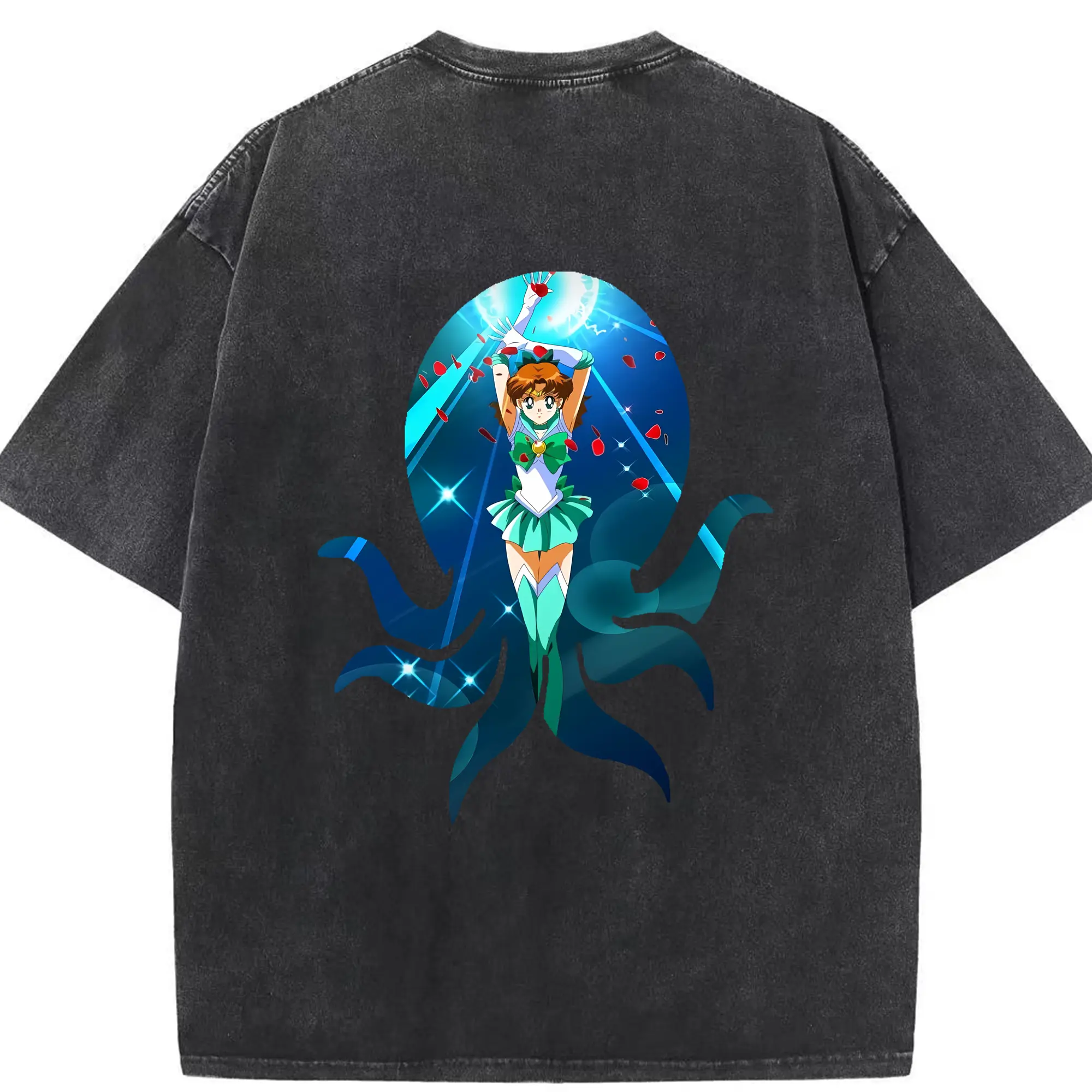 美少女戦士セーラームーン グッズ 木野 まこと - 綿100％ ヴィンテージ風 半袖Tシャツ ・ 背面プリント ・ 柔らか肌触り ・ 通気性 快適 ・ スポーツ カジュアル 外出用