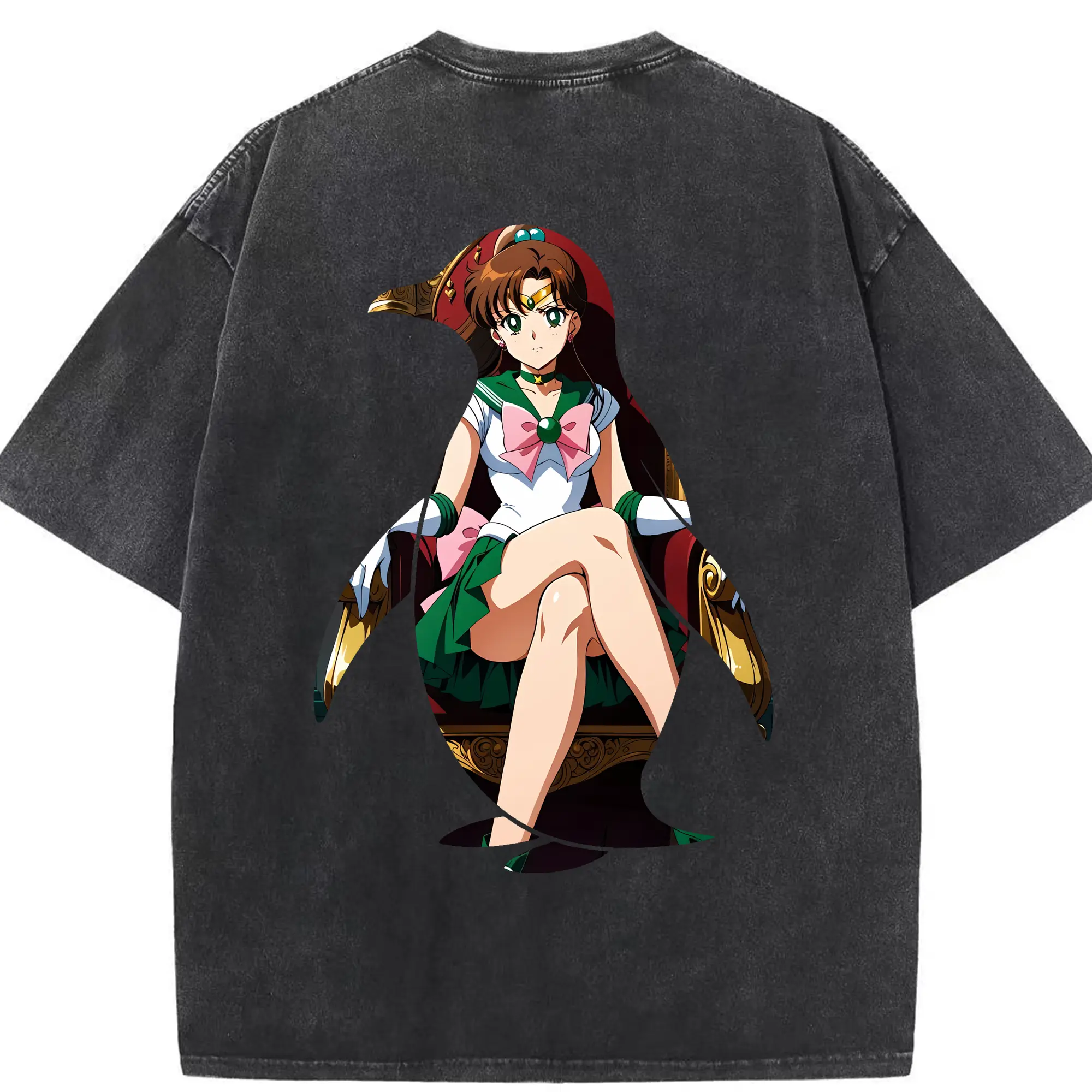 美少女戦士セーラームーン グッズ 木野 まこと - 綿100％ ヴィンテージ風 半袖Tシャツ ・ 背面プリント ・ 柔らか肌触り ・ 通気性 快適 ・ スポーツ カジュアル 外出用