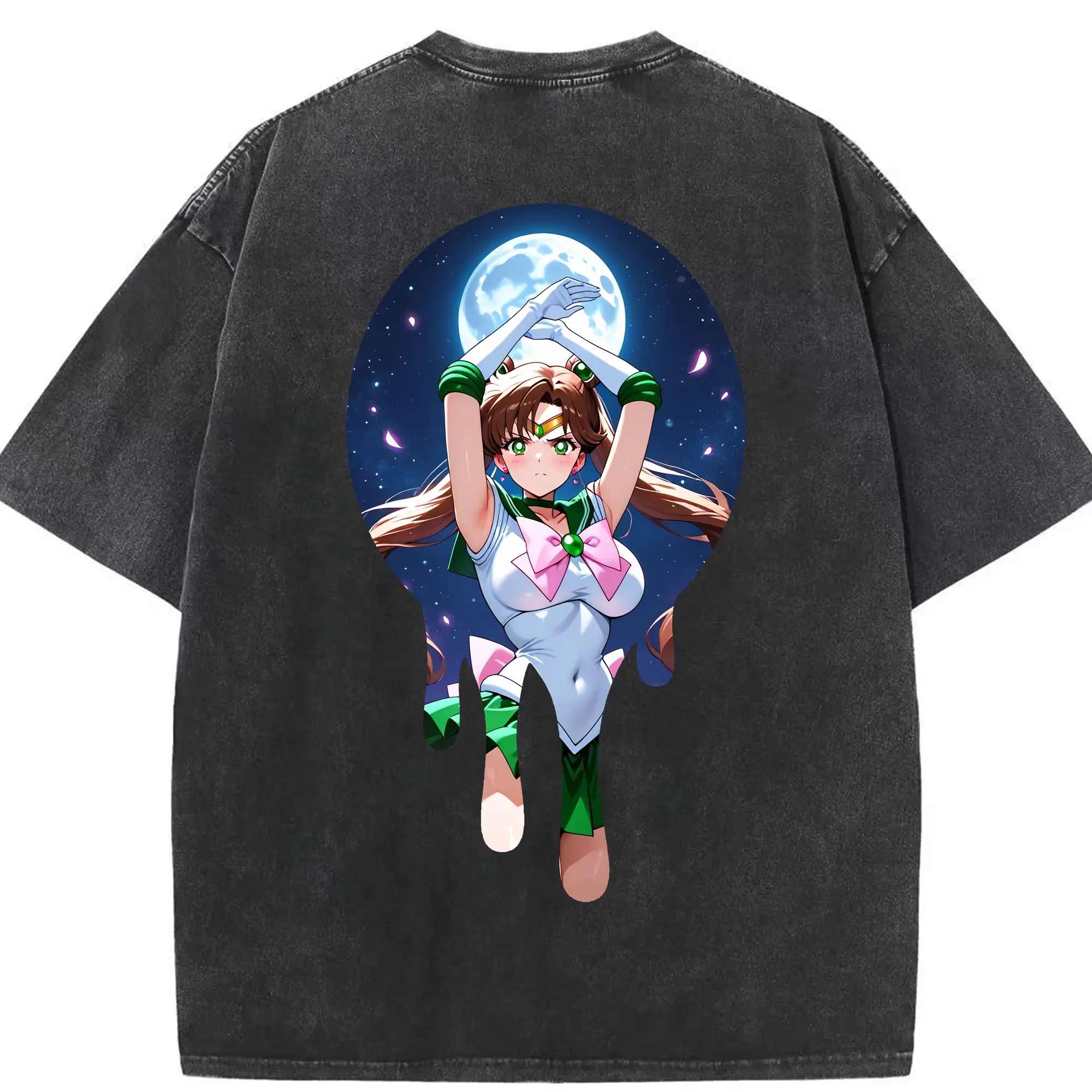 美少女戦士セーラームーン グッズ 木野 まこと - 綿100％ ヴィンテージ風 半袖Tシャツ ・ 背面プリント ・ 柔らか肌触り ・ 通気性 快適 ・ スポーツ カジュアル 外出用