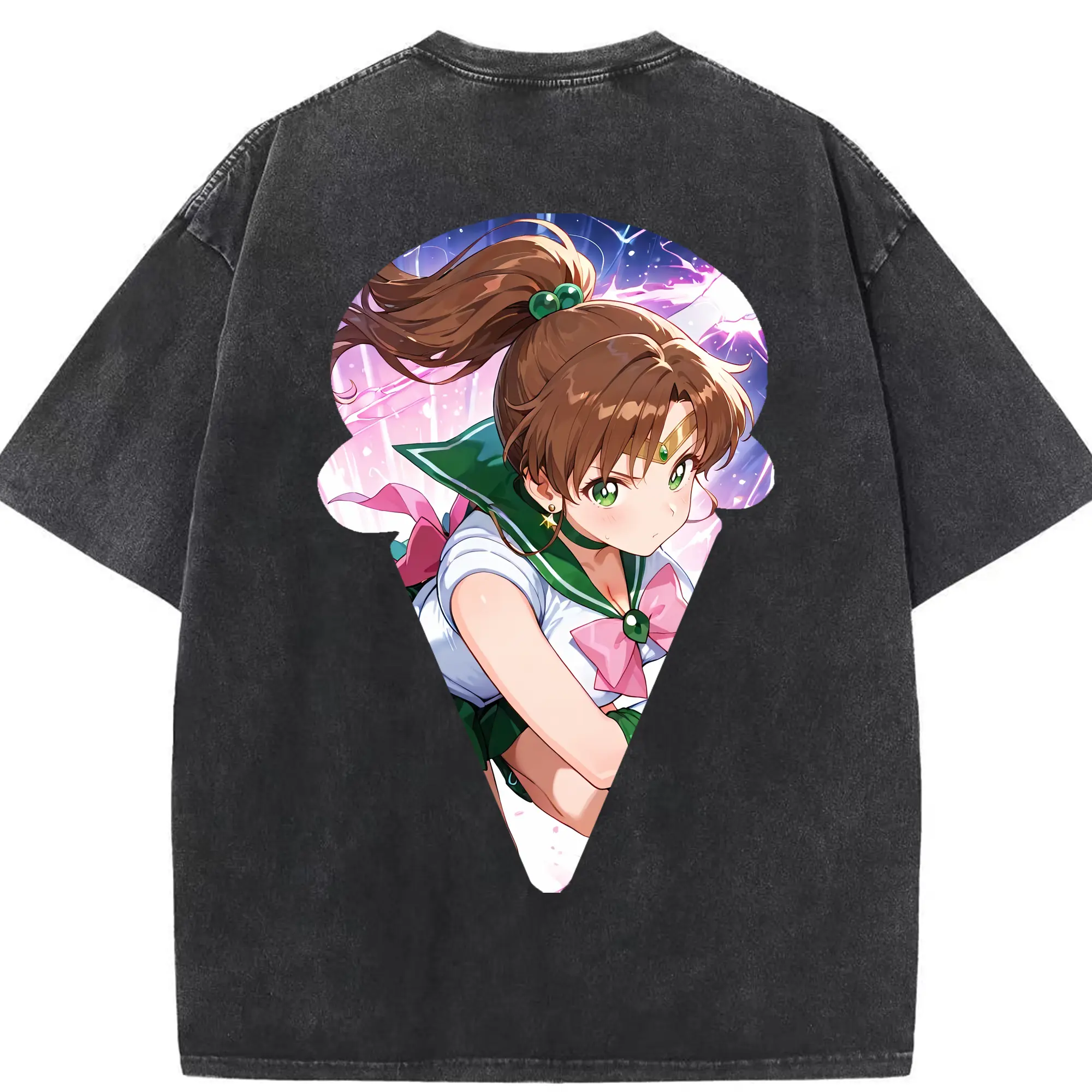 美少女戦士セーラームーン グッズ 木野 まこと - 綿100％ ヴィンテージ風 半袖Tシャツ ・ 背面プリント ・ 柔らか肌触り ・ 通気性 快適 ・ スポーツ カジュアル 外出用