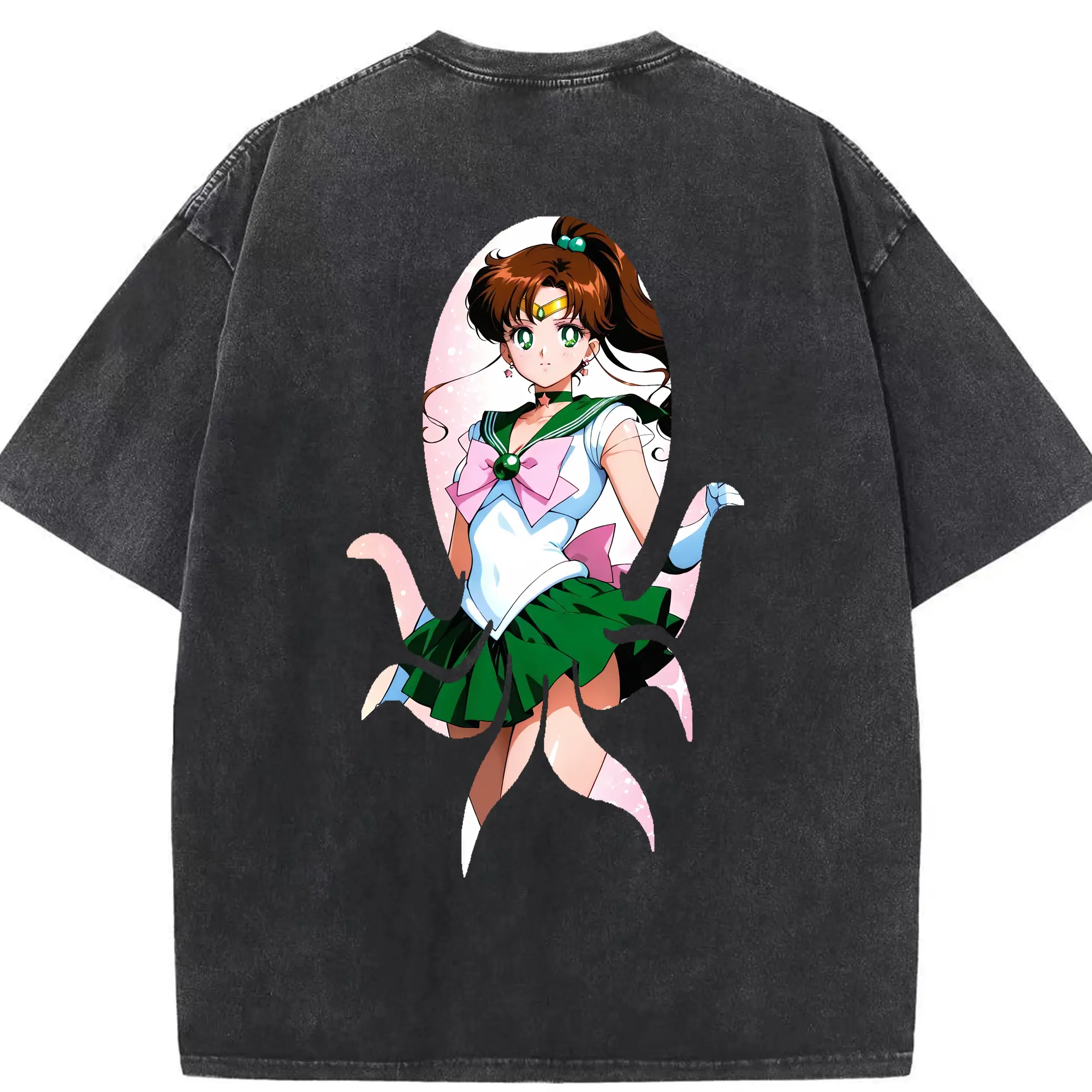 美少女戦士セーラームーン グッズ 木野 まこと - 綿100％ ヴィンテージ風 半袖Tシャツ ・ 背面プリント ・ 柔らか肌触り ・ 通気性 快適 ・ スポーツ カジュアル 外出用