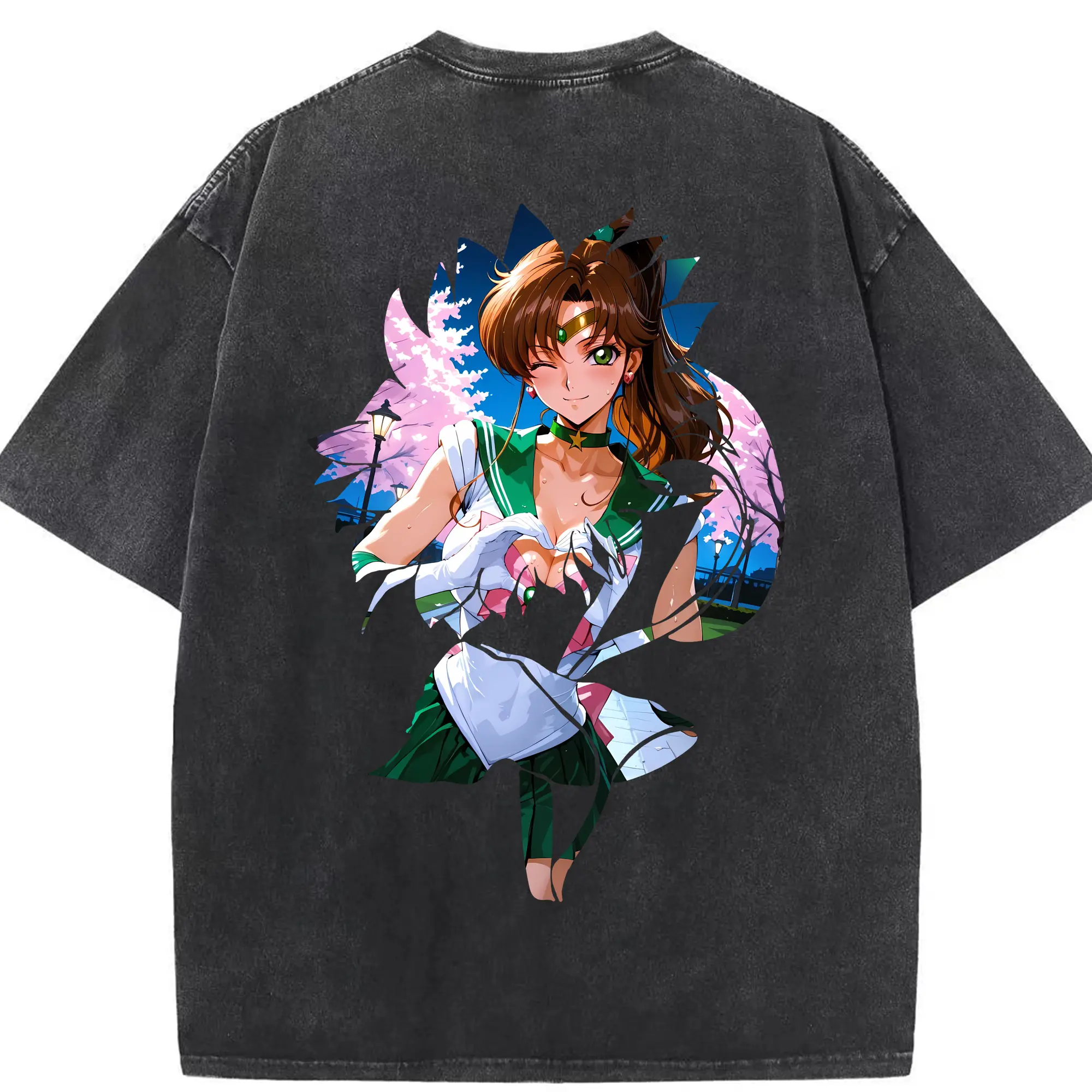 美少女戦士セーラームーン グッズ 木野 まこと - 綿100％ ヴィンテージ風 半袖Tシャツ ・ 背面プリント ・ 柔らか肌触り ・ 通気性 快適 ・ スポーツ カジュアル 外出用