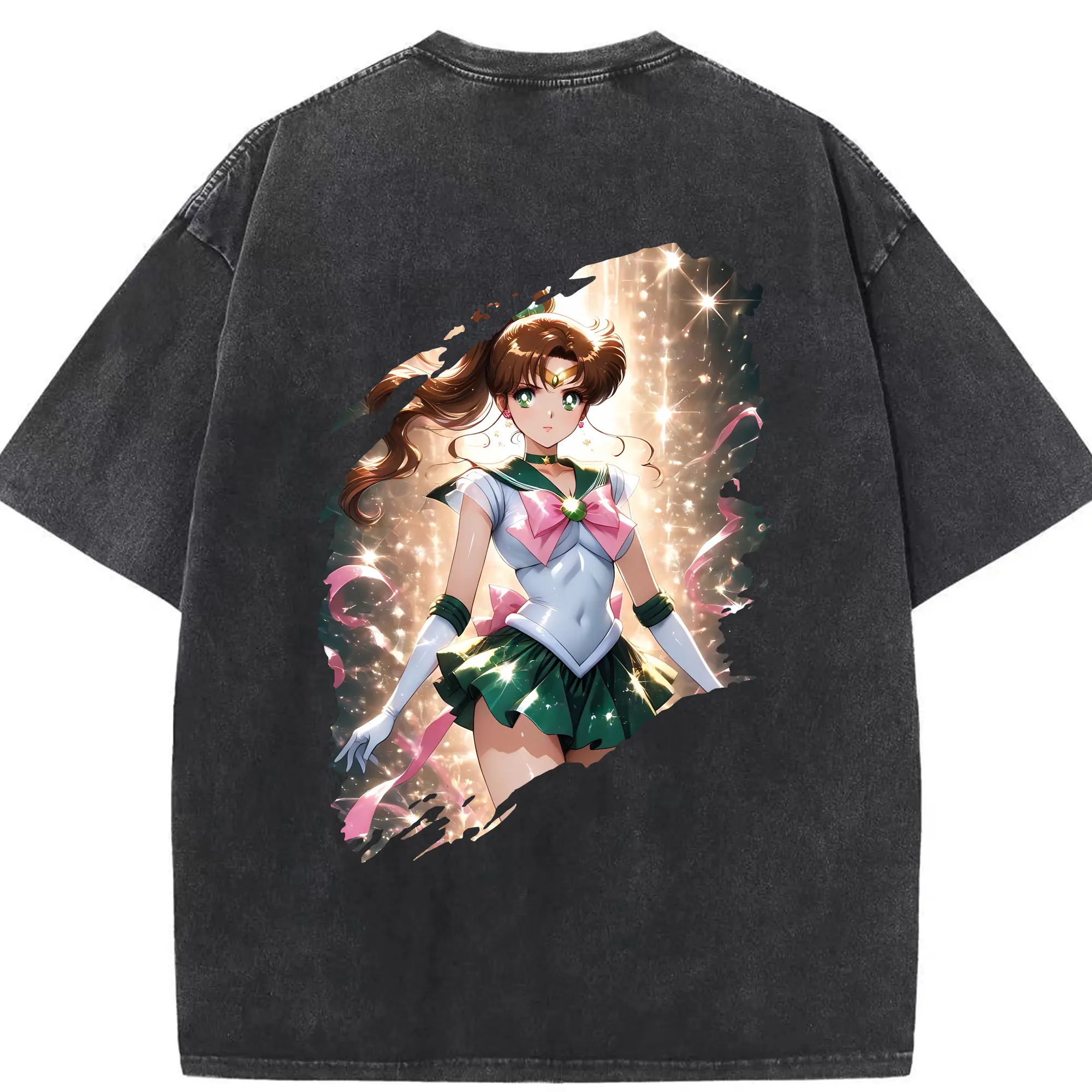 美少女戦士セーラームーン グッズ 木野 まこと - 綿100％ ヴィンテージ風 半袖Tシャツ ・ 背面プリント ・ 柔らか肌触り ・ 通気性 快適 ・ スポーツ カジュアル 外出用