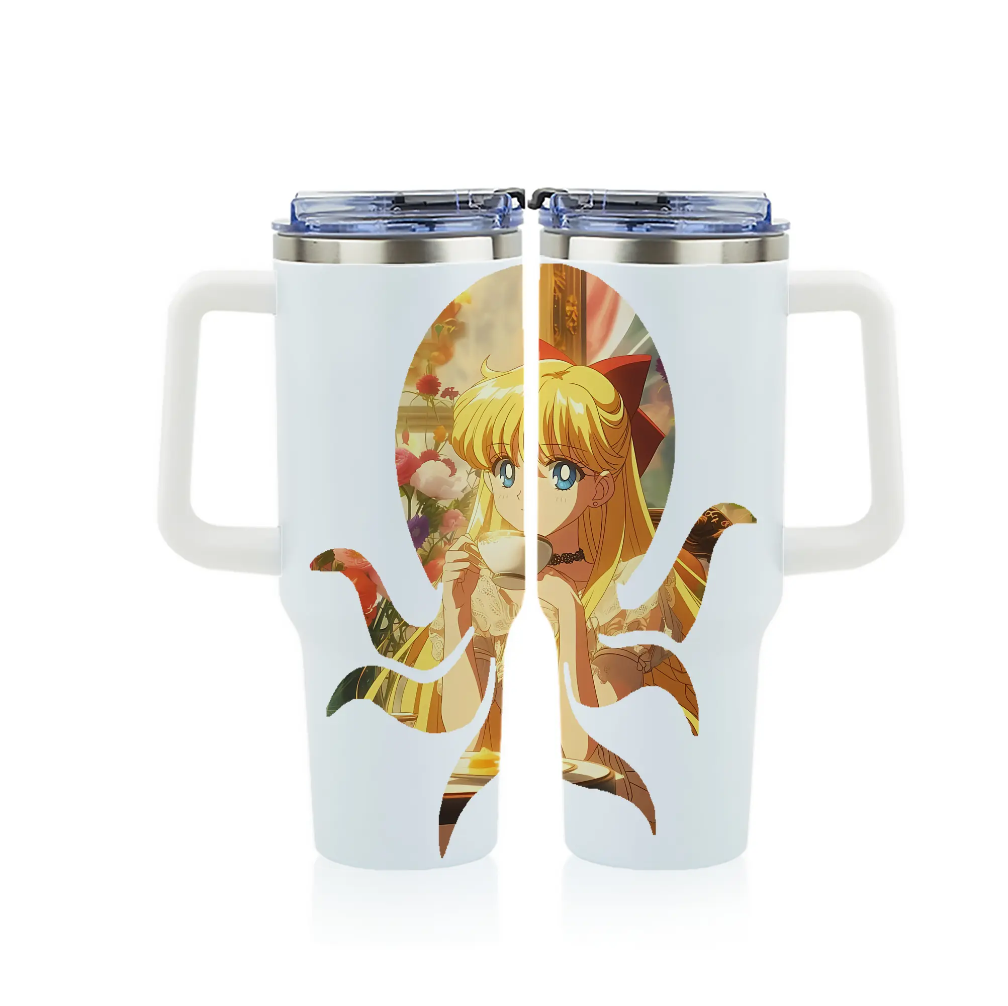 美少女戦士セーラームーン グッズ 愛野 美奈子 - 1200mL フルプリント車用タンブラー ・ 304ステンレス 内側 ・ 201ステンレス 外側 ・ 保温 保冷 ・ 通勤 ドライブ アウトドア用