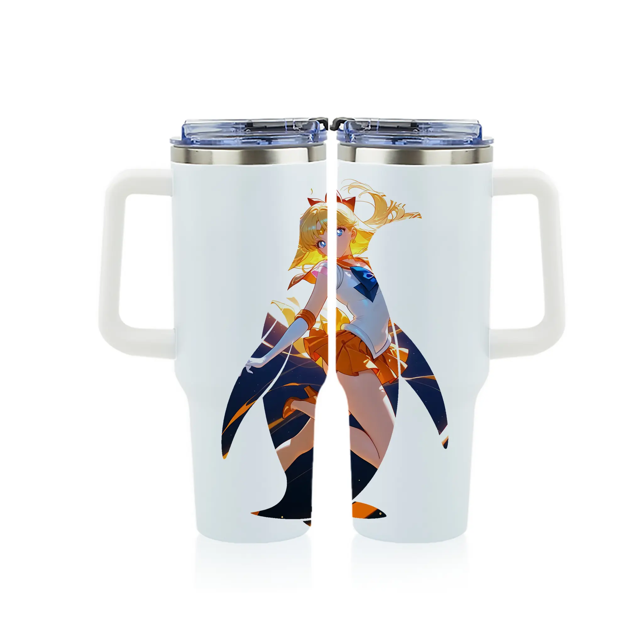 美少女戦士セーラームーン グッズ 愛野 美奈子 - 1200mL フルプリント車用タンブラー ・ 304ステンレス 内側 ・ 201ステンレス 外側 ・ 保温 保冷 ・ 通勤 ドライブ アウトドア用