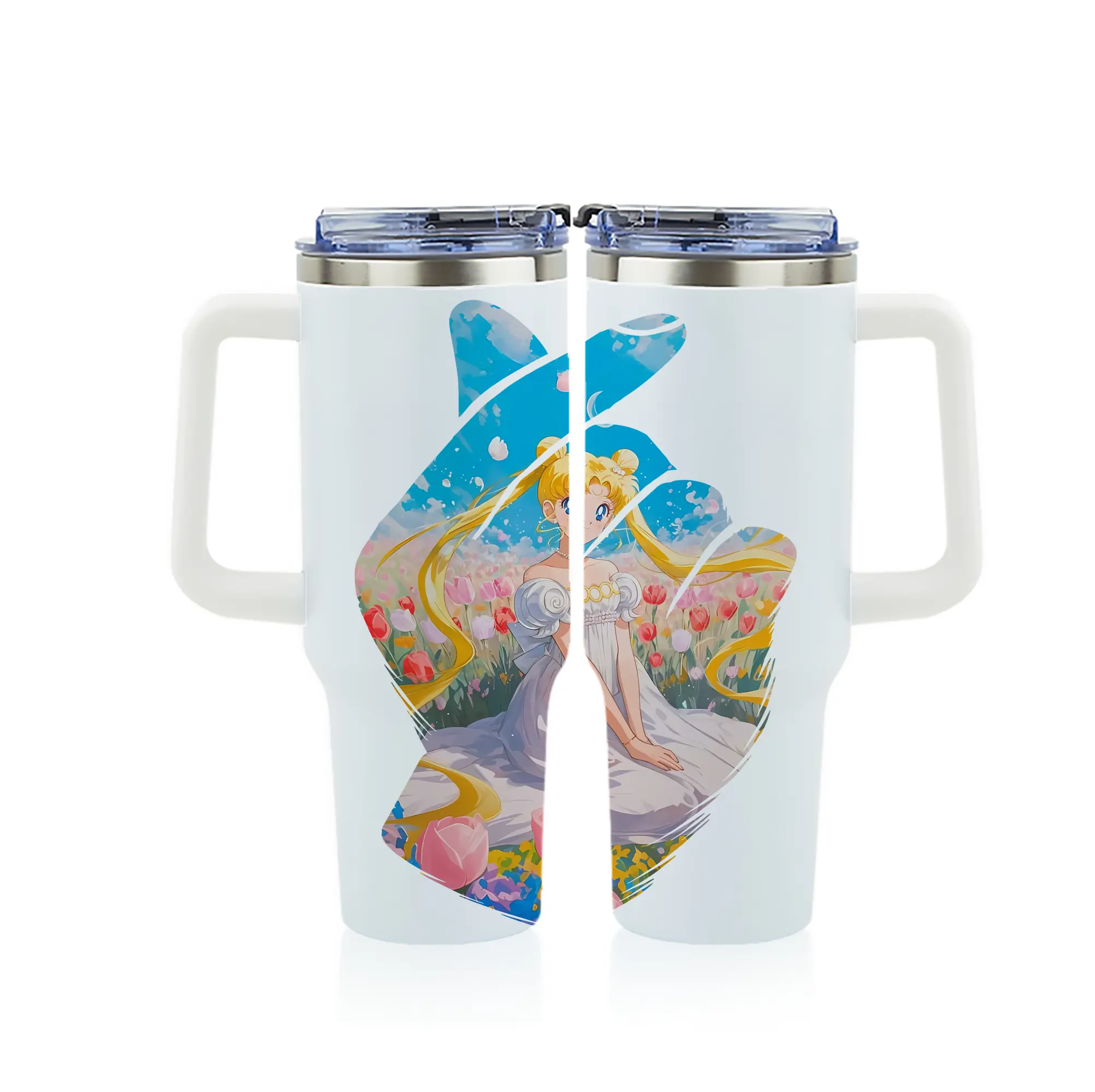 美少女戦士セーラームーン グッズ 愛野 美奈子 - 1200mL フルプリント車用タンブラー ・ 304ステンレス 内側 ・ 201ステンレス 外側 ・ 保温 保冷 ・ 通勤 ドライブ アウトドア用