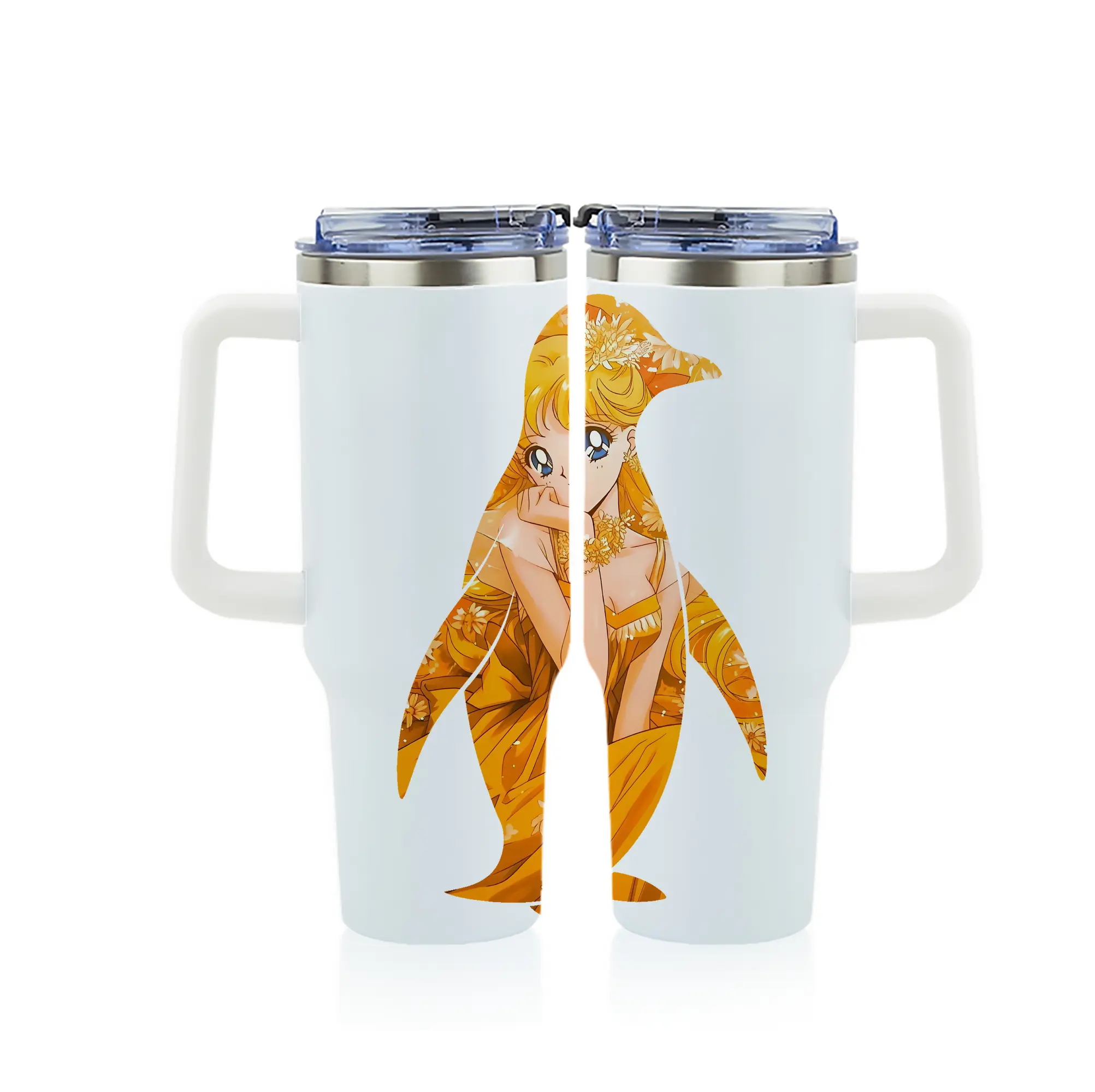 美少女戦士セーラームーン グッズ 愛野 美奈子 - 1200mL フルプリント車用タンブラー ・ 304ステンレス 内側 ・ 201ステンレス 外側 ・ 保温 保冷 ・ 通勤 ドライブ アウトドア用