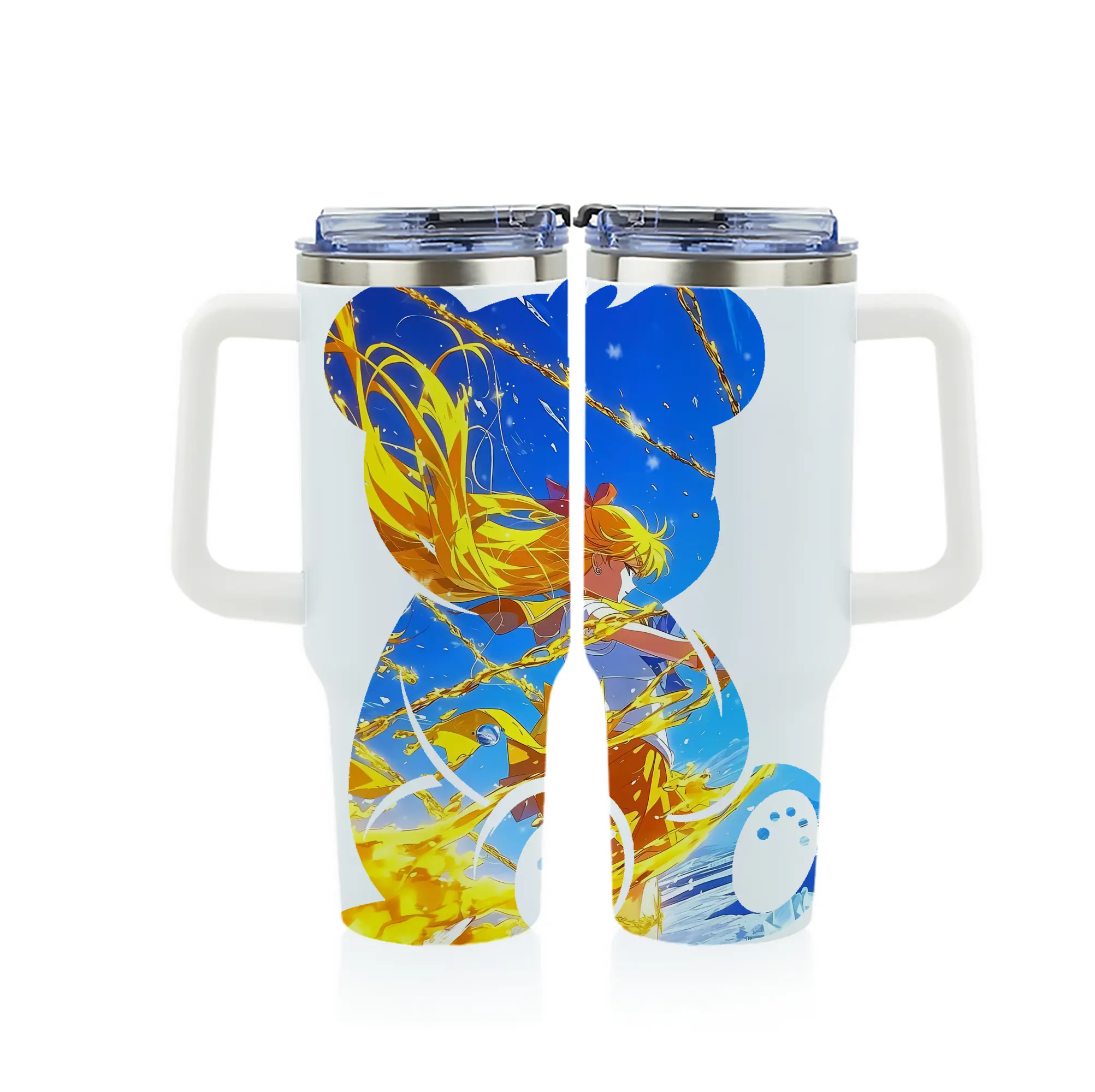 美少女戦士セーラームーン グッズ 愛野 美奈子 - 1200mL フルプリント車用タンブラー ・ 304ステンレス 内側 ・ 201ステンレス 外側 ・ 保温 保冷 ・ 通勤 ドライブ アウトドア用