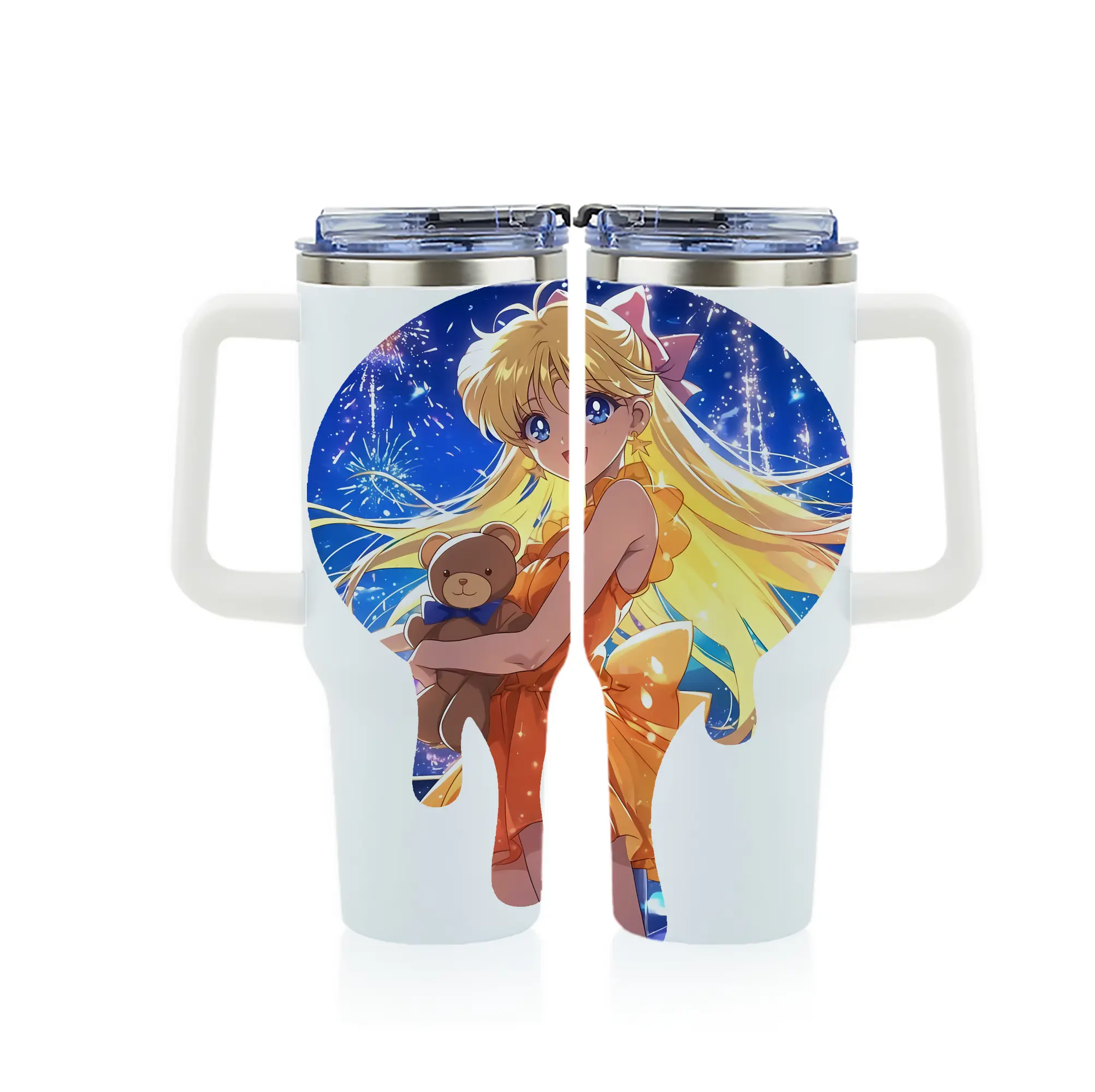 美少女戦士セーラームーン グッズ 愛野 美奈子 - 1200mL フルプリント車用タンブラー ・ 304ステンレス 内側 ・ 201ステンレス 外側 ・ 保温 保冷 ・ 通勤 ドライブ アウトドア用