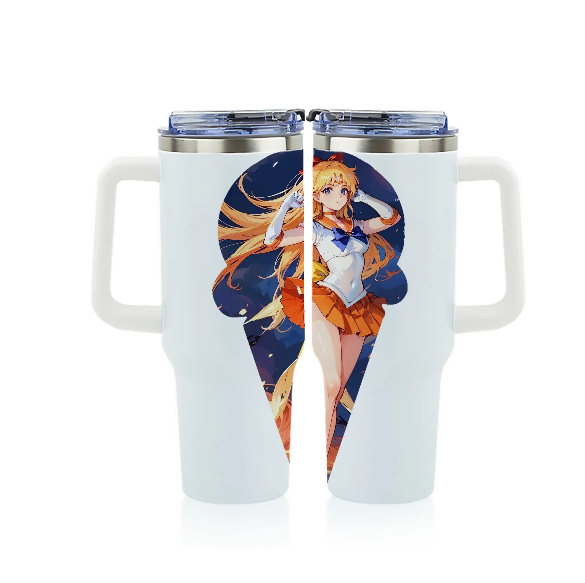 美少女戦士セーラームーン グッズ 愛野 美奈子 - 1200mL フルプリント車用タンブラー ・ 304ステンレス 内側 ・ 201ステンレス 外側 ・ 保温 保冷 ・ 通勤 ドライブ アウトドア用