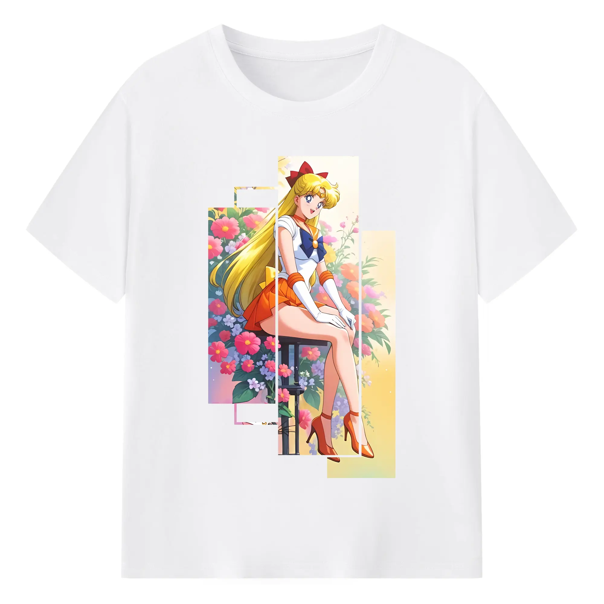 美少女戦士セーラームーン グッズ 愛野 美奈子 - 綿100％ 半袖Tシャツ ・ フロントプリント ・ 快適 通気性 ・ 日常使い 散歩 スポーツ用