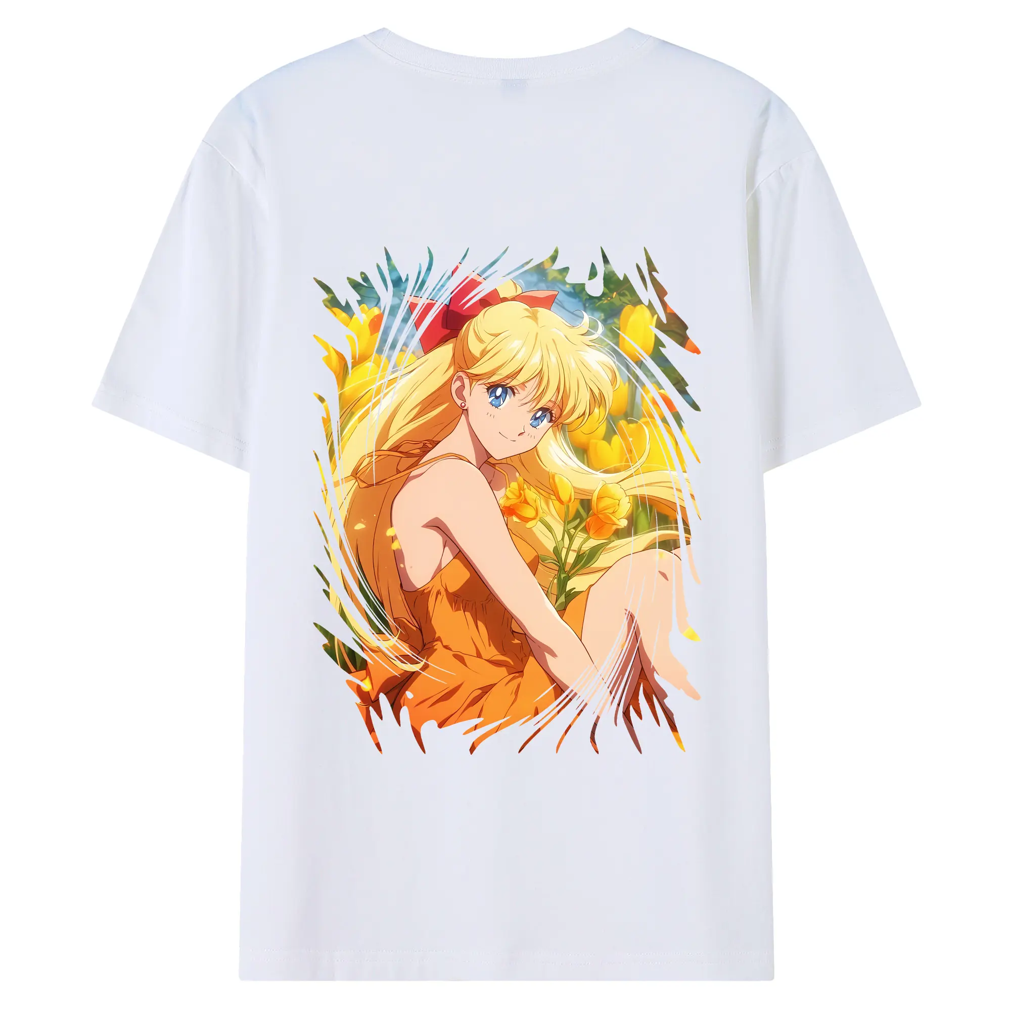 美少女戦士セーラームーン グッズ 愛野 美奈子 - 綿100％ 半袖Tシャツ ・ バックプリント ・ 快適 通気性 ・ 日常使い 散歩 スポーツ用