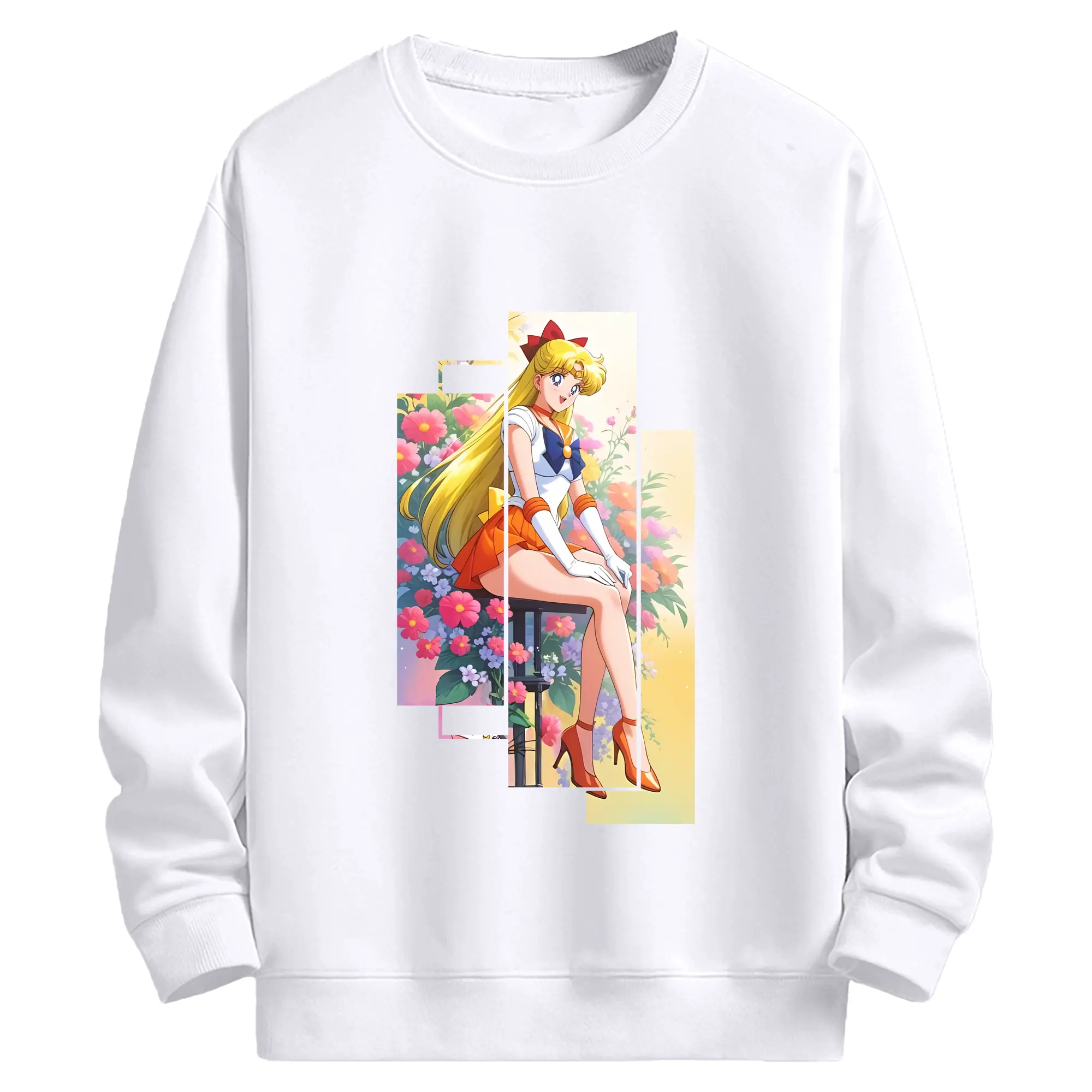 美少女戦士セーラームーン グッズ 愛野 美奈子 - 高品質 クルーネック スウェット ・ コットン59％ ポリエステル41％ ・ ユニセックス 長袖 トレーナー ・ カジュアル デイリー スポーツ 散歩用