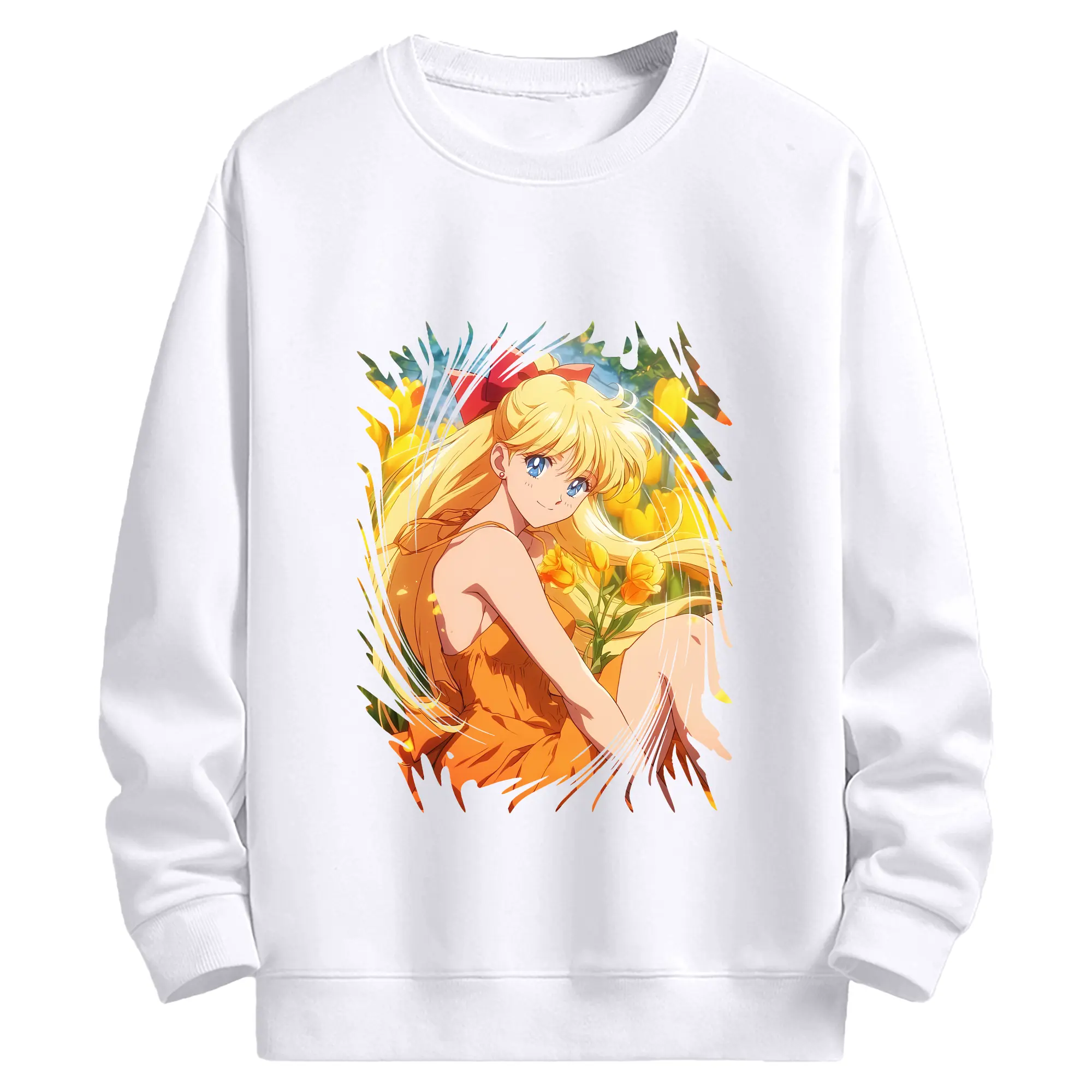 美少女戦士セーラームーン グッズ 愛野 美奈子 - 高品質 クルーネック スウェット ・ コットン59％ ポリエステル41％ ・ ユニセックス 長袖 トレーナー ・ カジュアル デイリー スポーツ 散歩用