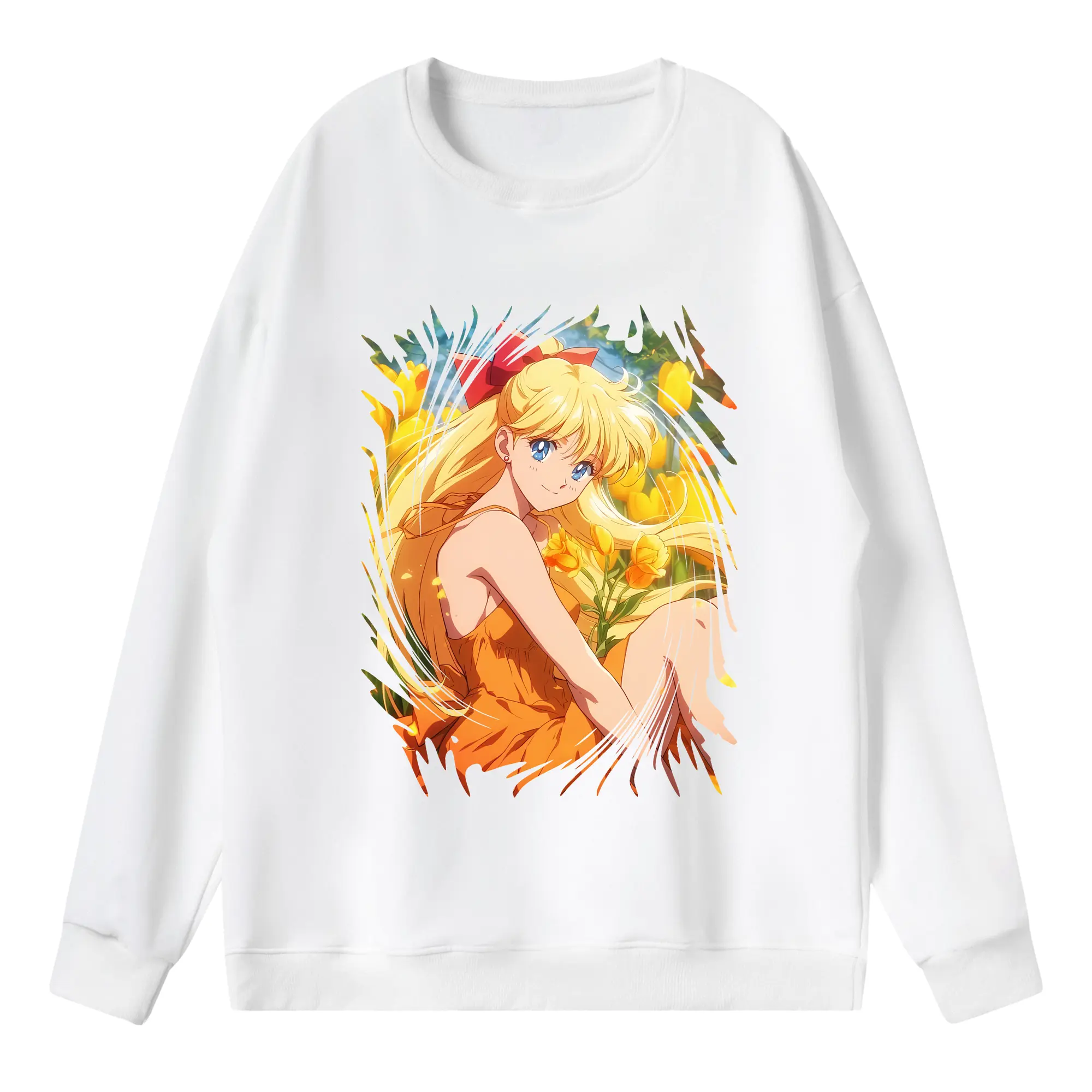 美少女戦士セーラームーン グッズ 愛野 美奈子 - 薄手 クルーネック スウェット 裏毛260g · ポリエステル 春秋向け カジュアル 男女兼用 · トレーナー デイリー スポーツ 散歩に最適