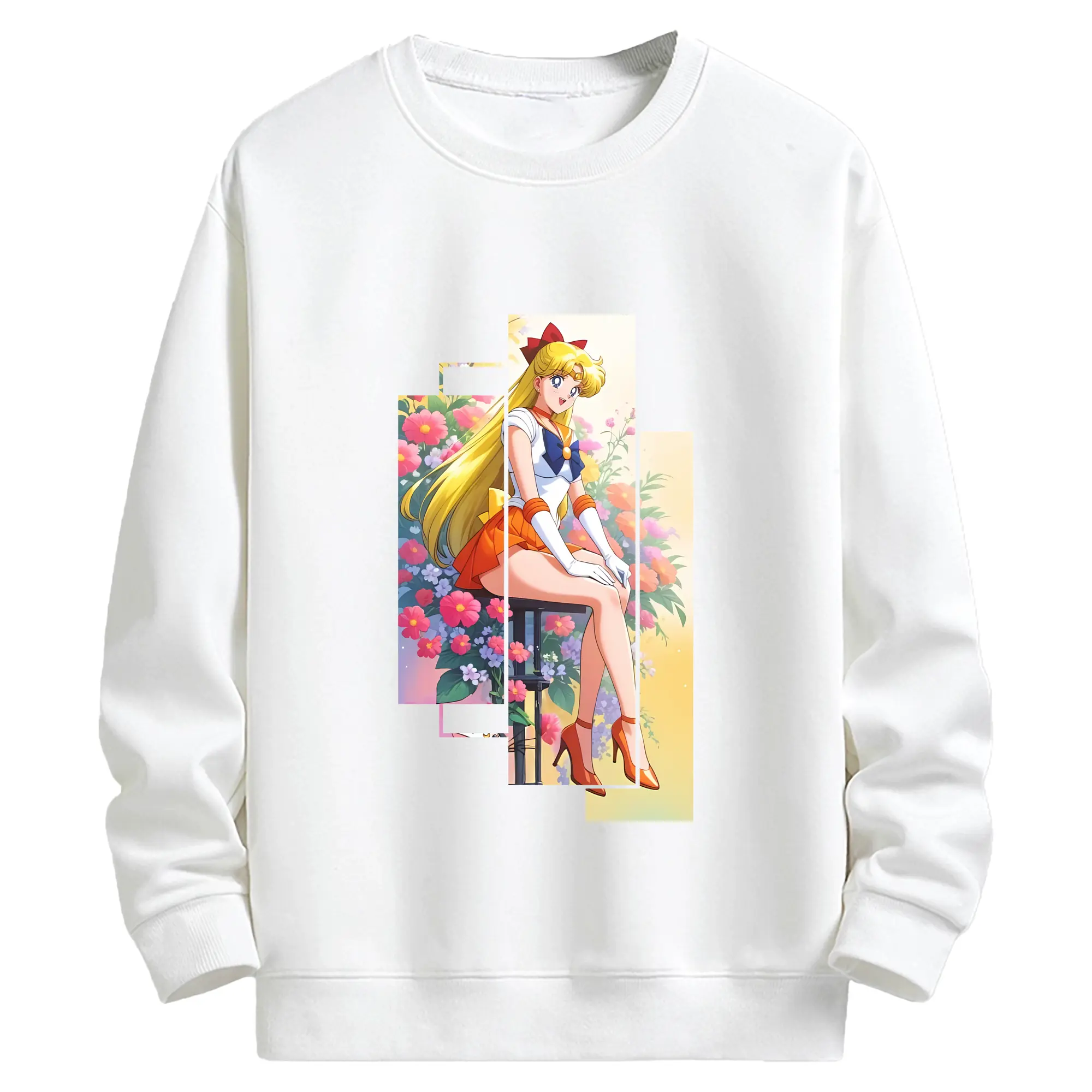 美少女戦士セーラームーン グッズ 愛野 美奈子 - キッズ クルーネックスウェットシャツ ・ フロントプリント ・ 綿80％ ポリエステル20％ ・ 快適 通学 スポーツ 日常使い お散歩用