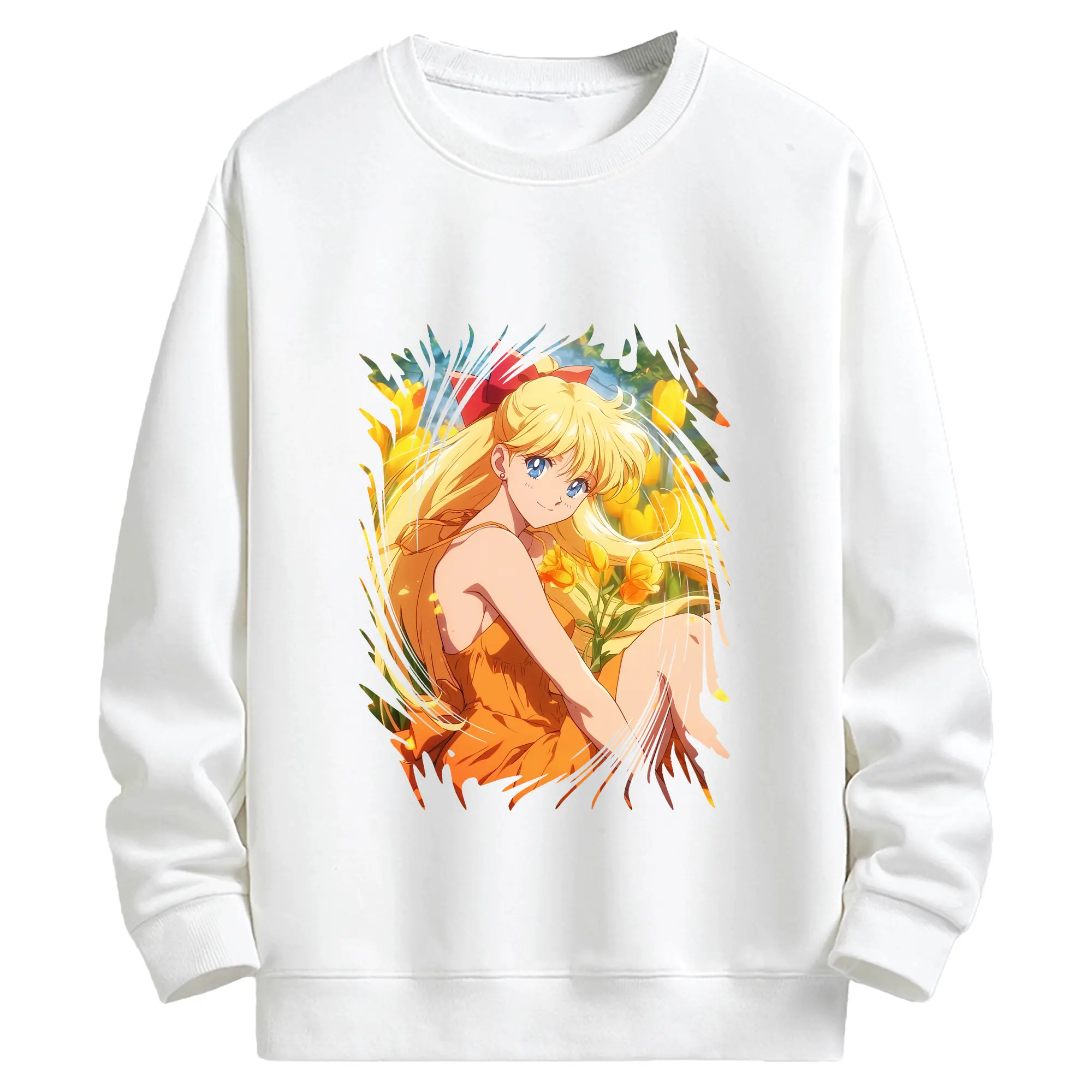 美少女戦士セーラームーン グッズ 愛野 美奈子 - キッズ クルーネックスウェットシャツ ・ フロントプリント ・ 綿80％ ポリエステル20％ ・ 快適 通学 スポーツ 日常使い お散歩用