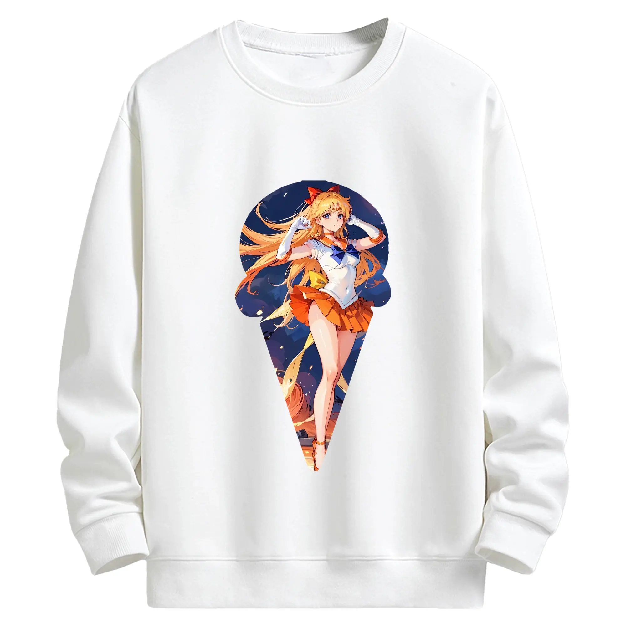 美少女戦士セーラームーン グッズ 愛野 美奈子 - キッズ クルーネックスウェットシャツ ・ フロントプリント ・ 綿80％ ポリエステル20％ ・ 快適 通学 スポーツ 日常使い お散歩用