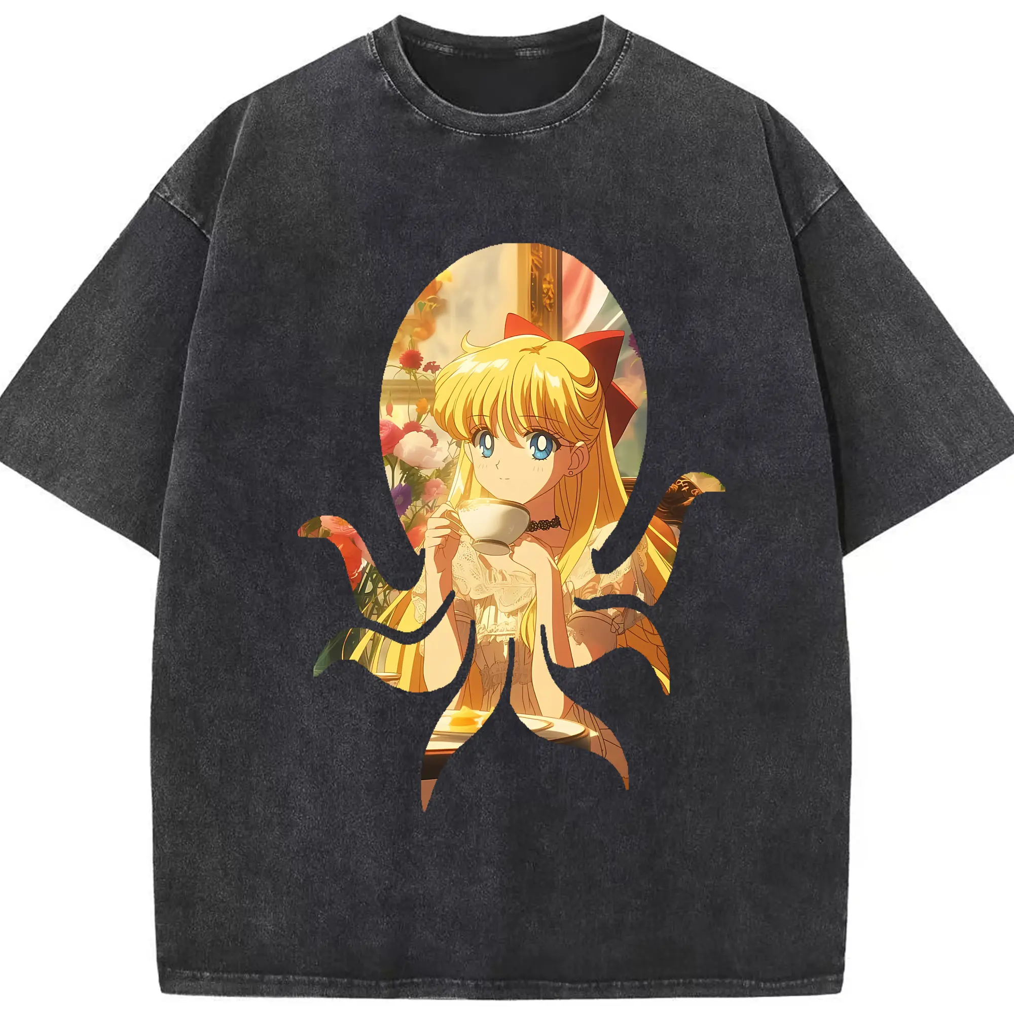 美少女戦士セーラームーン グッズ 愛野 美奈子 - 綿100％ ヴィンテージ風 半袖Tシャツ ・ フロントプリント ・ 柔らか肌触り ・ 通気性 快適 ・ スポーツ カジュアル 外出用