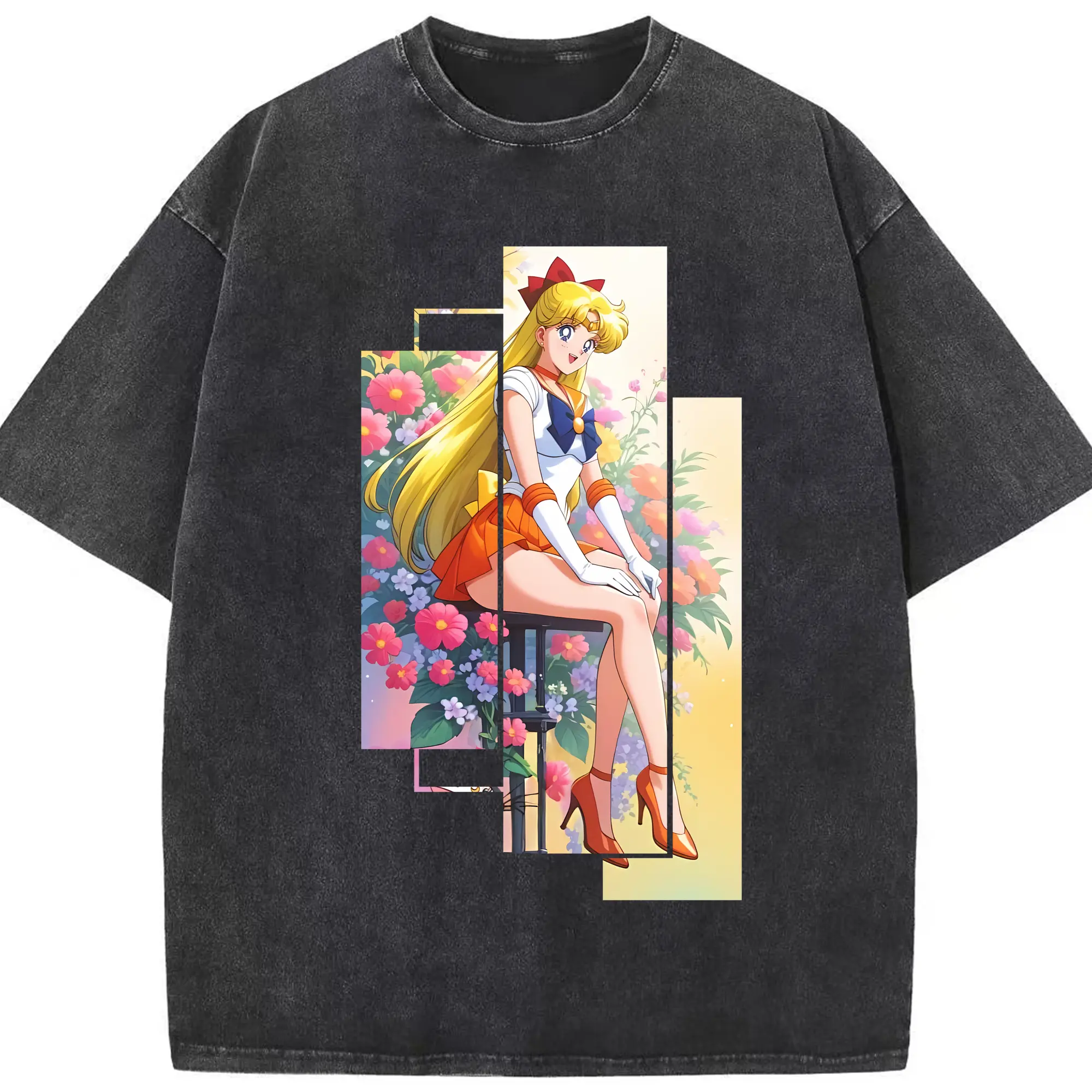 美少女戦士セーラームーン グッズ 愛野 美奈子 - 綿100％ ヴィンテージ風 半袖Tシャツ ・ フロントプリント ・ 柔らか肌触り ・ 通気性 快適 ・ スポーツ カジュアル 外出用