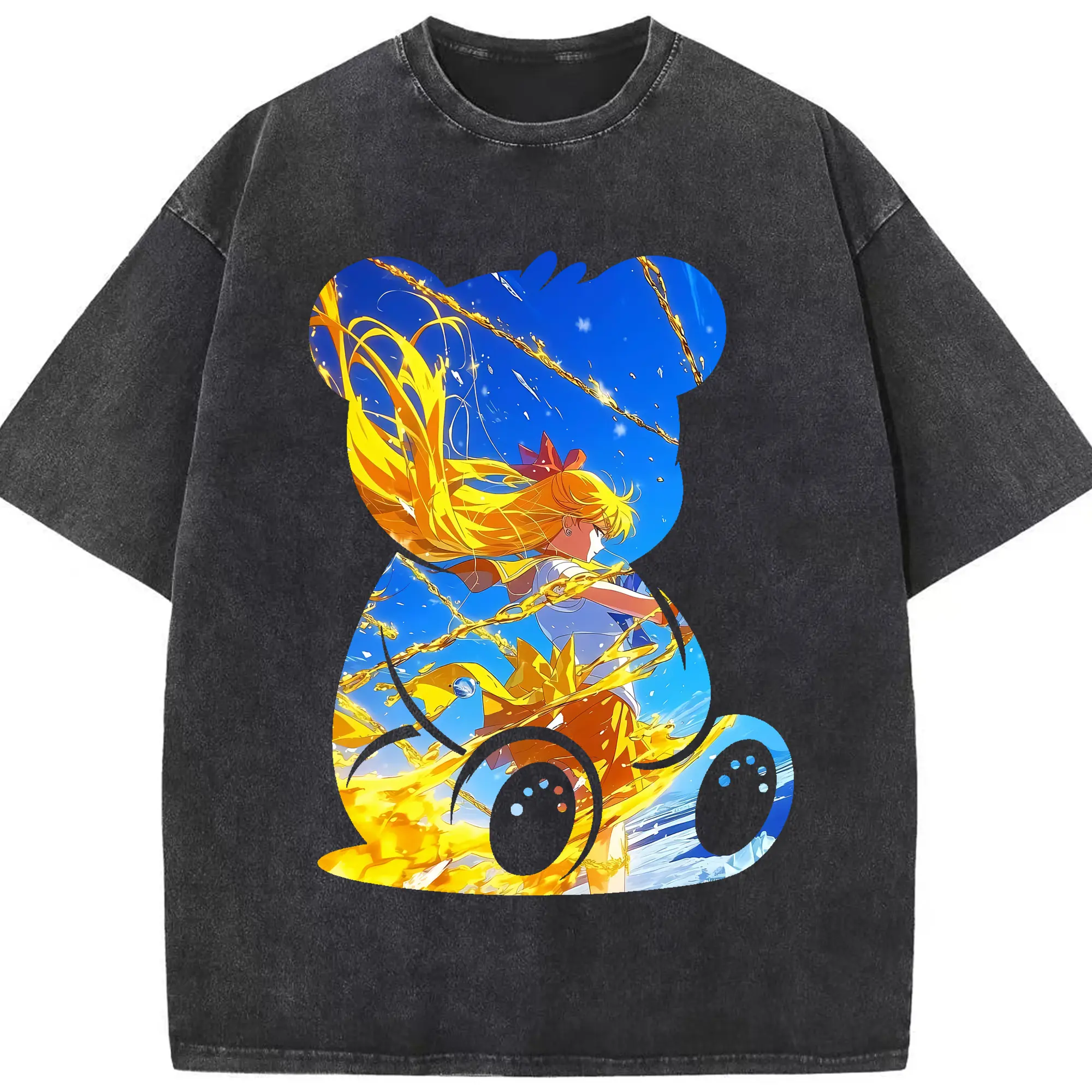 美少女戦士セーラームーン グッズ 愛野 美奈子 - 綿100％ ヴィンテージ風 半袖Tシャツ ・ フロントプリント ・ 柔らか肌触り ・ 通気性 快適 ・ スポーツ カジュアル 外出用