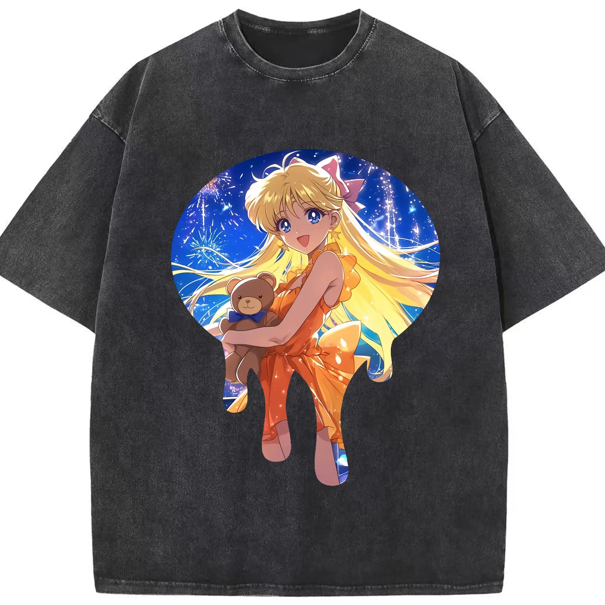 美少女戦士セーラームーン グッズ 愛野 美奈子 - 綿100％ ヴィンテージ風 半袖Tシャツ ・ フロントプリント ・ 柔らか肌触り ・ 通気性 快適 ・ スポーツ カジュアル 外出用