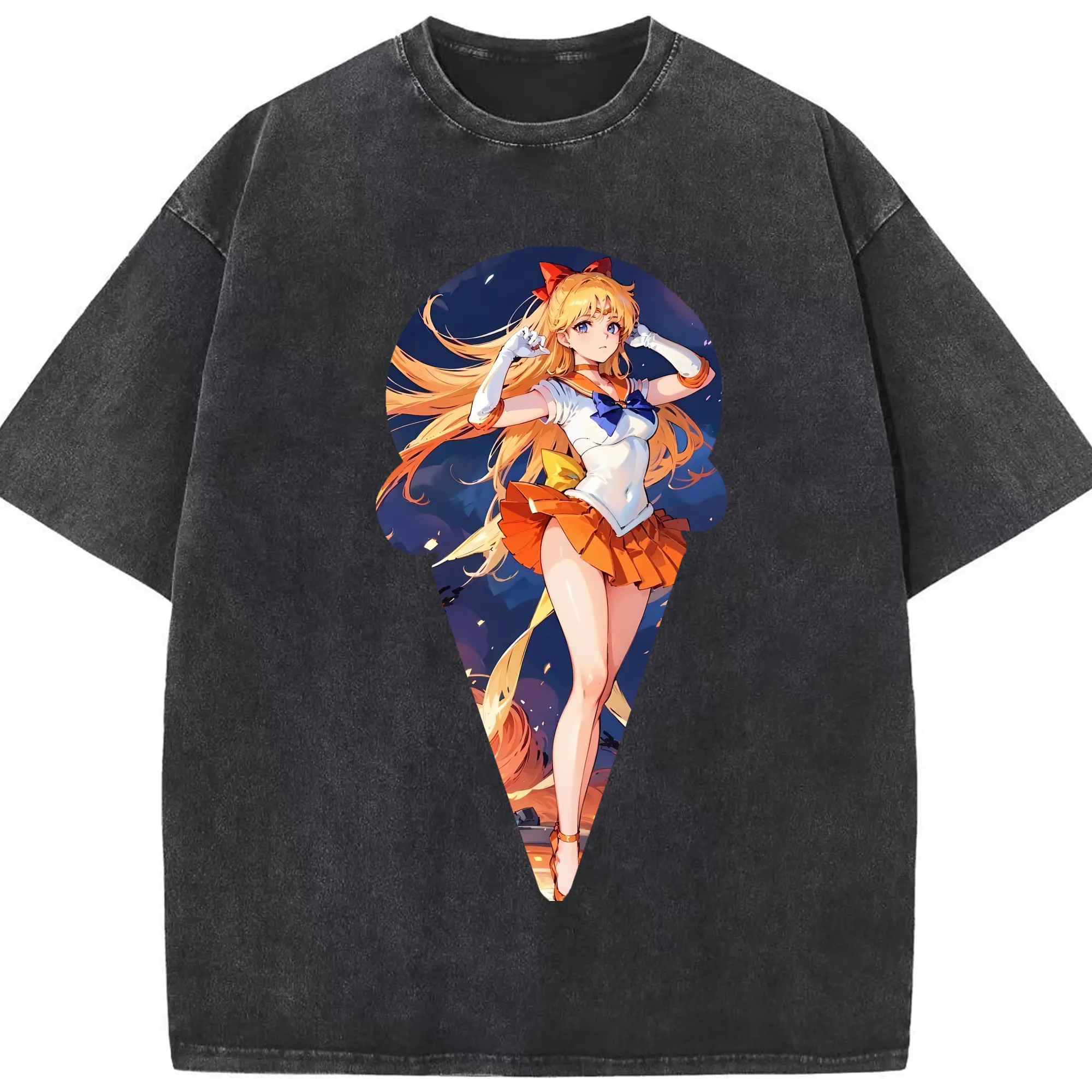 美少女戦士セーラームーン グッズ 愛野 美奈子 - 綿100％ ヴィンテージ風 半袖Tシャツ ・ フロントプリント ・ 柔らか肌触り ・ 通気性 快適 ・ スポーツ カジュアル 外出用
