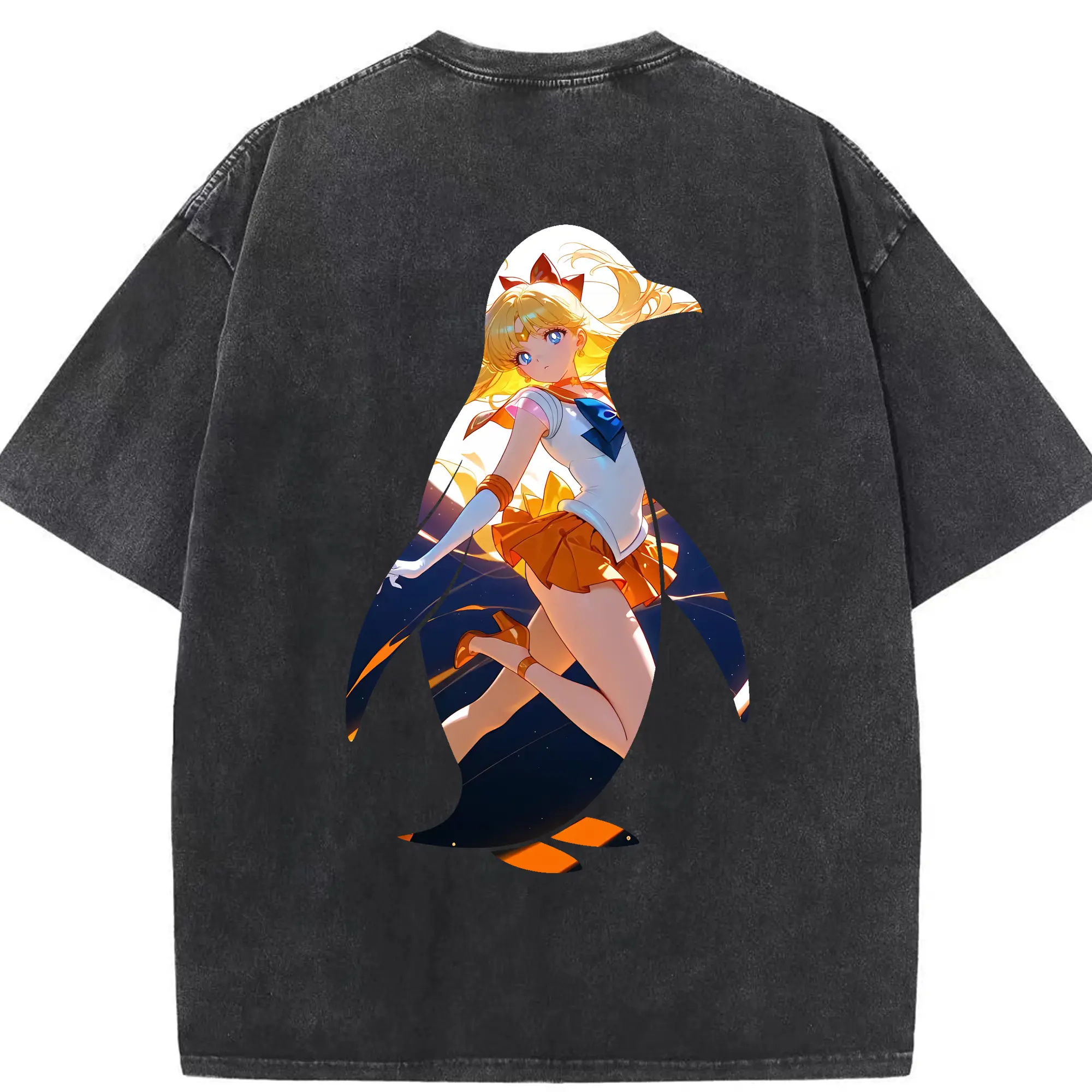 美少女戦士セーラームーン グッズ 愛野 美奈子 - 綿100％ ヴィンテージ風 半袖Tシャツ ・ 背面プリント ・ 柔らか肌触り ・ 通気性 快適 ・ スポーツ カジュアル 外出用