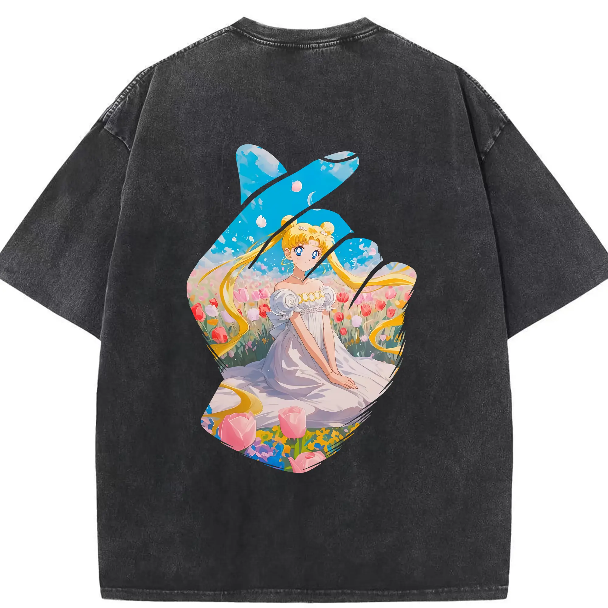 美少女戦士セーラームーン グッズ 愛野 美奈子 - 綿100％ ヴィンテージ風 半袖Tシャツ ・ 背面プリント ・ 柔らか肌触り ・ 通気性 快適 ・ スポーツ カジュアル 外出用