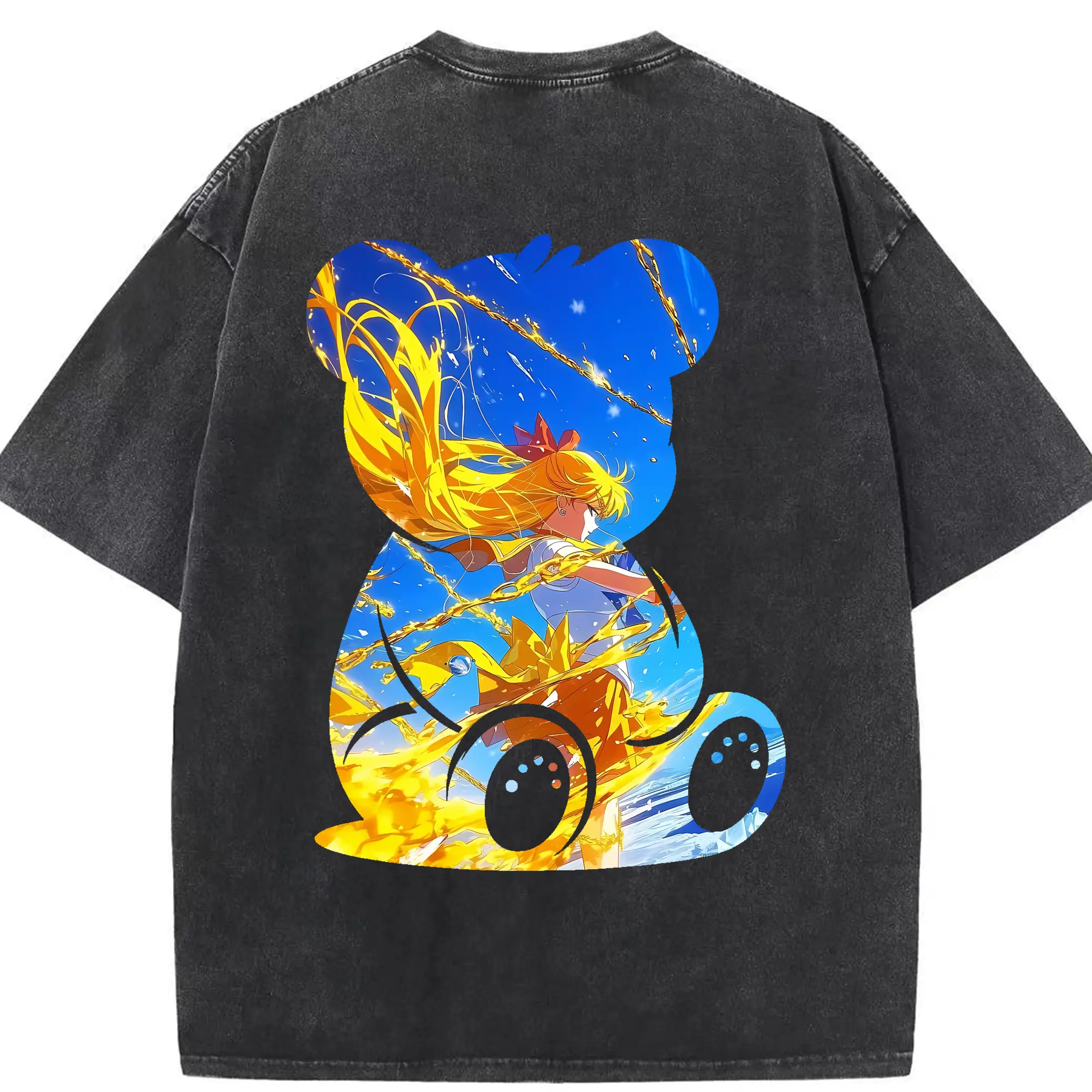 美少女戦士セーラームーン グッズ 愛野 美奈子 - 綿100％ ヴィンテージ風 半袖Tシャツ ・ 背面プリント ・ 柔らか肌触り ・ 通気性 快適 ・ スポーツ カジュアル 外出用