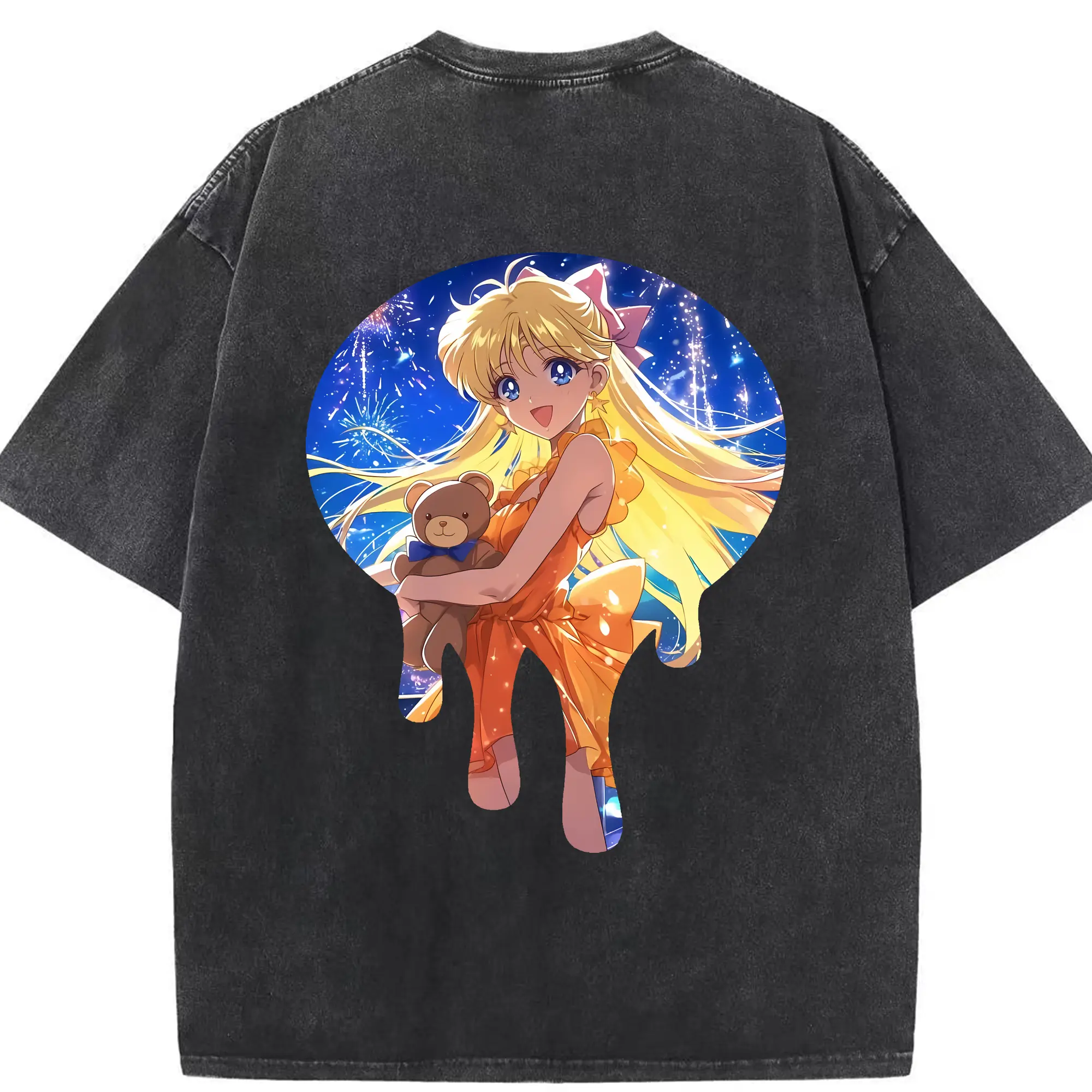 美少女戦士セーラームーン グッズ 愛野 美奈子 - 綿100％ ヴィンテージ風 半袖Tシャツ ・ 背面プリント ・ 柔らか肌触り ・ 通気性 快適 ・ スポーツ カジュアル 外出用