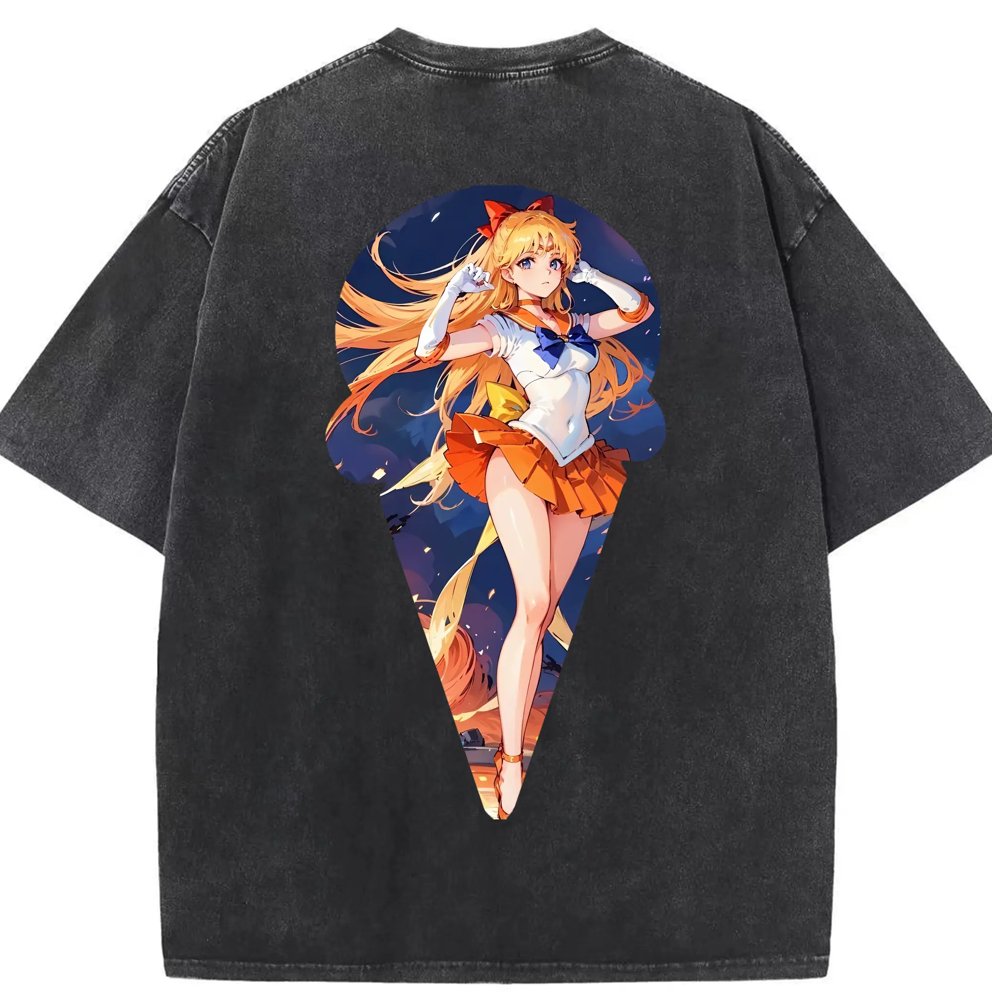 美少女戦士セーラームーン グッズ 愛野 美奈子 - 綿100％ ヴィンテージ風 半袖Tシャツ ・ 背面プリント ・ 柔らか肌触り ・ 通気性 快適 ・ スポーツ カジュアル 外出用
