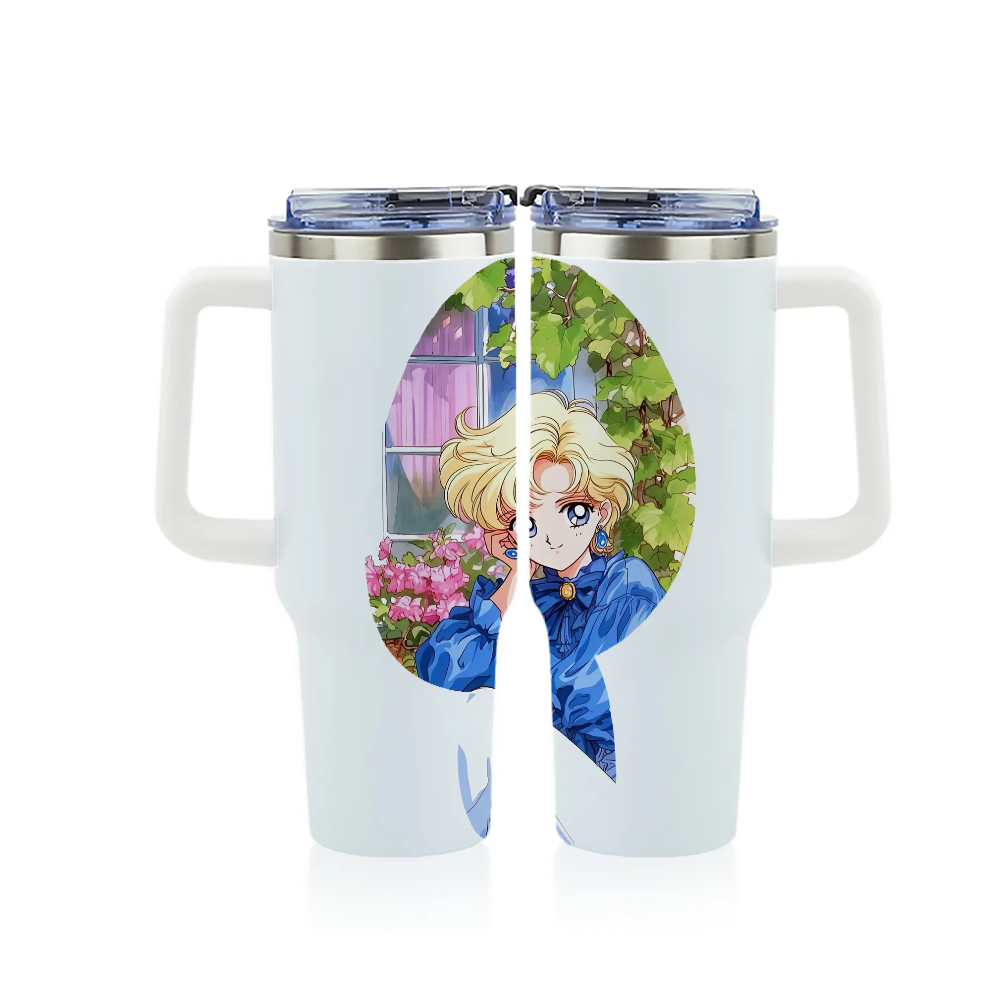 美少女戦士セーラームーン グッズ 天王 はるか - 1200mL フルプリント車用タンブラー ・ 304ステンレス 内側 ・ 201ステンレス 外側 ・ 保温 保冷 ・ 通勤 ドライブ アウトドア用