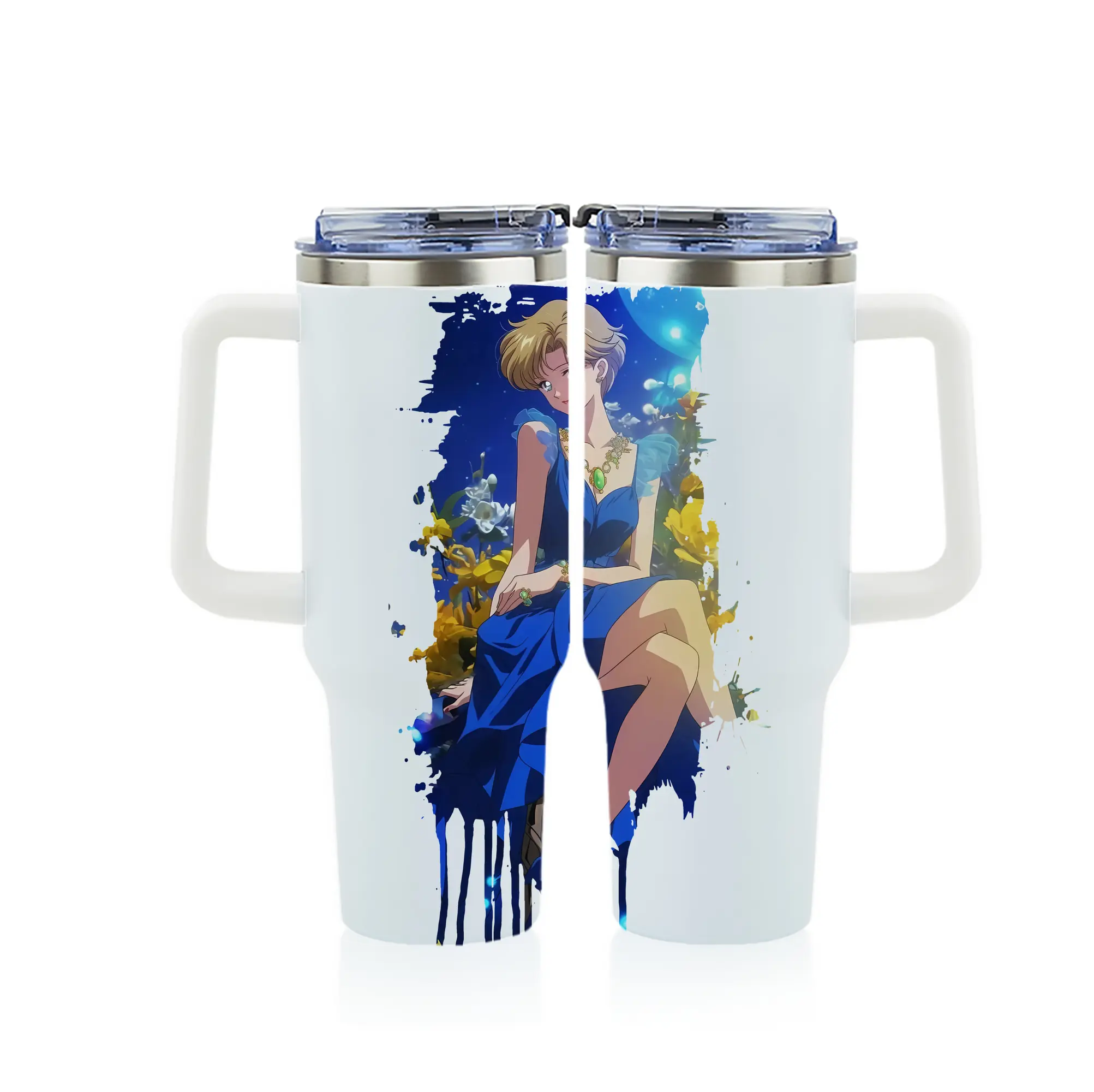 美少女戦士セーラームーン グッズ 天王 はるか - 1200mL フルプリント車用タンブラー ・ 304ステンレス 内側 ・ 201ステンレス 外側 ・ 保温 保冷 ・ 通勤 ドライブ アウトドア用