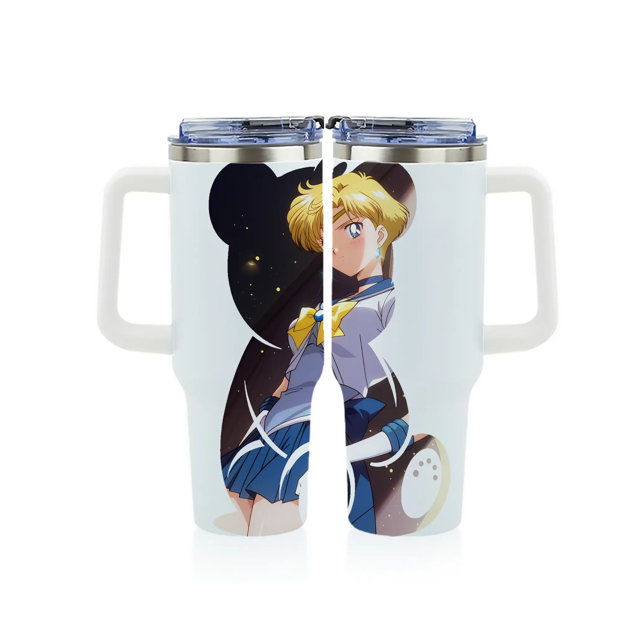 美少女戦士セーラームーン グッズ 天王 はるか - 1200mL フルプリント車用タンブラー ・ 304ステンレス 内側 ・ 201ステンレス 外側 ・ 保温 保冷 ・ 通勤 ドライブ アウトドア用