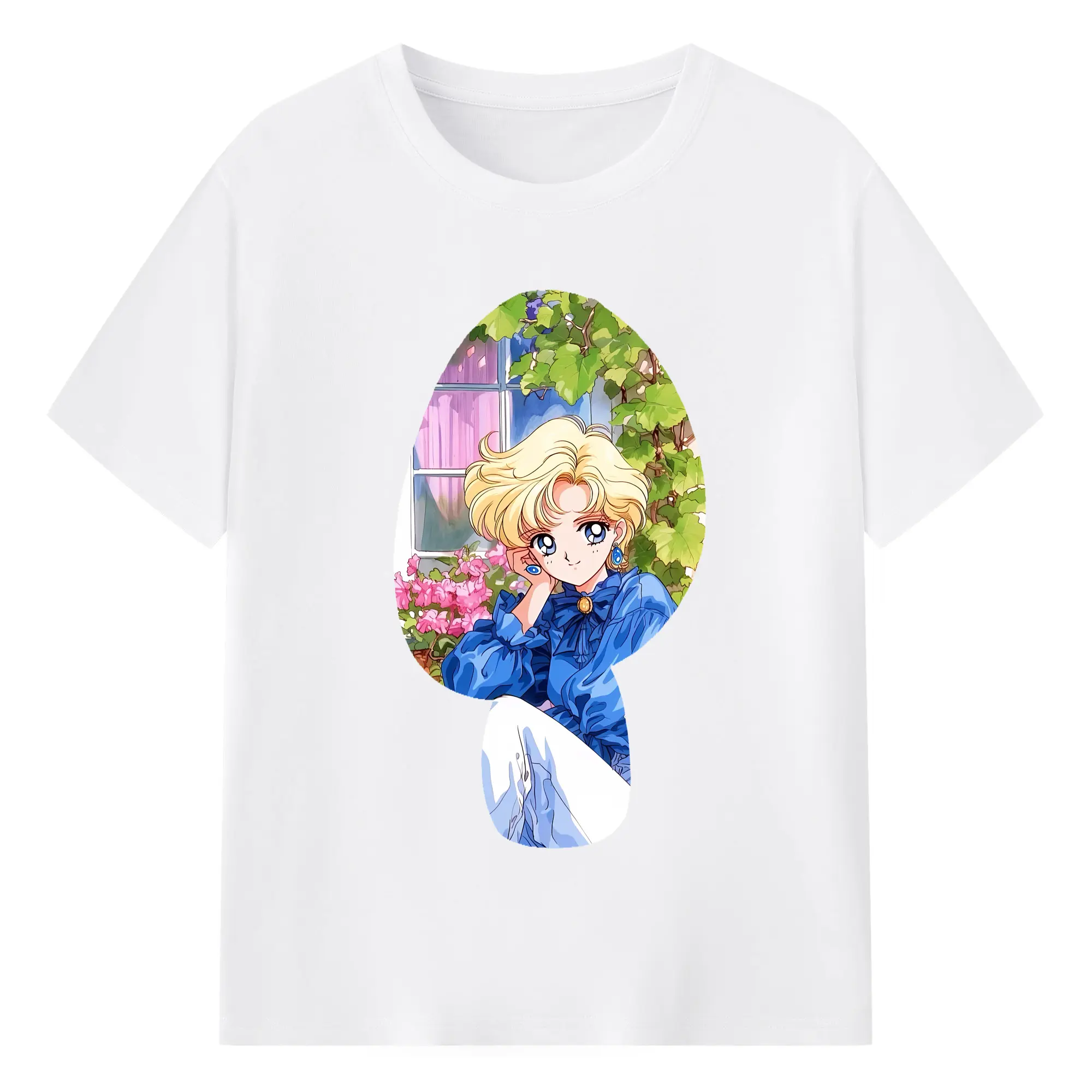 美少女戦士セーラームーン グッズ 天王 はるか - 綿100％ 半袖Tシャツ ・ フロントプリント ・ 快適 通気性 ・ 日常使い 散歩 スポーツ用