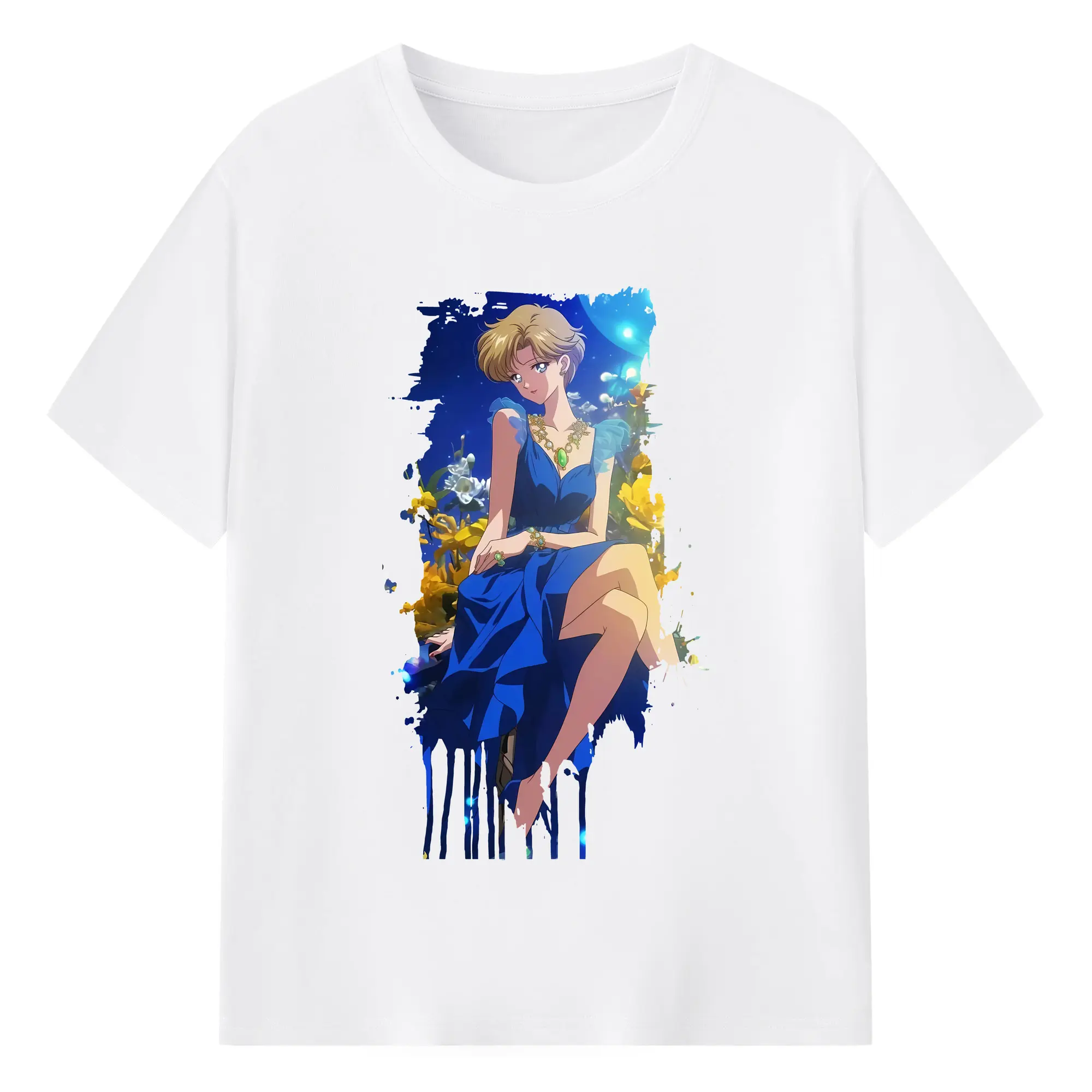美少女戦士セーラームーン グッズ 天王 はるか - 綿100％ 半袖Tシャツ ・ フロントプリント ・ 快適 通気性 ・ 日常使い 散歩 スポーツ用