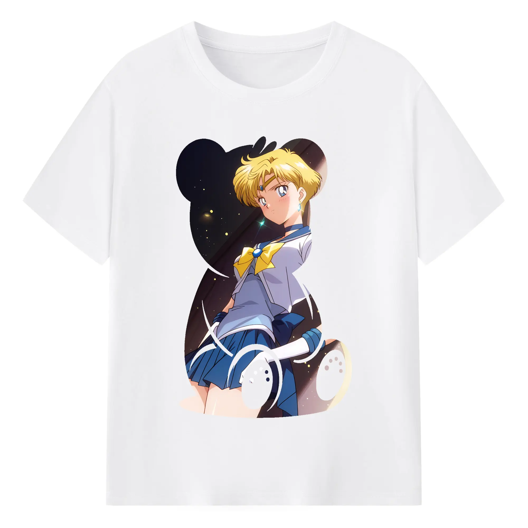 美少女戦士セーラームーン グッズ 天王 はるか - 綿100％ 半袖Tシャツ ・ フロントプリント ・ 快適 通気性 ・ 日常使い 散歩 スポーツ用