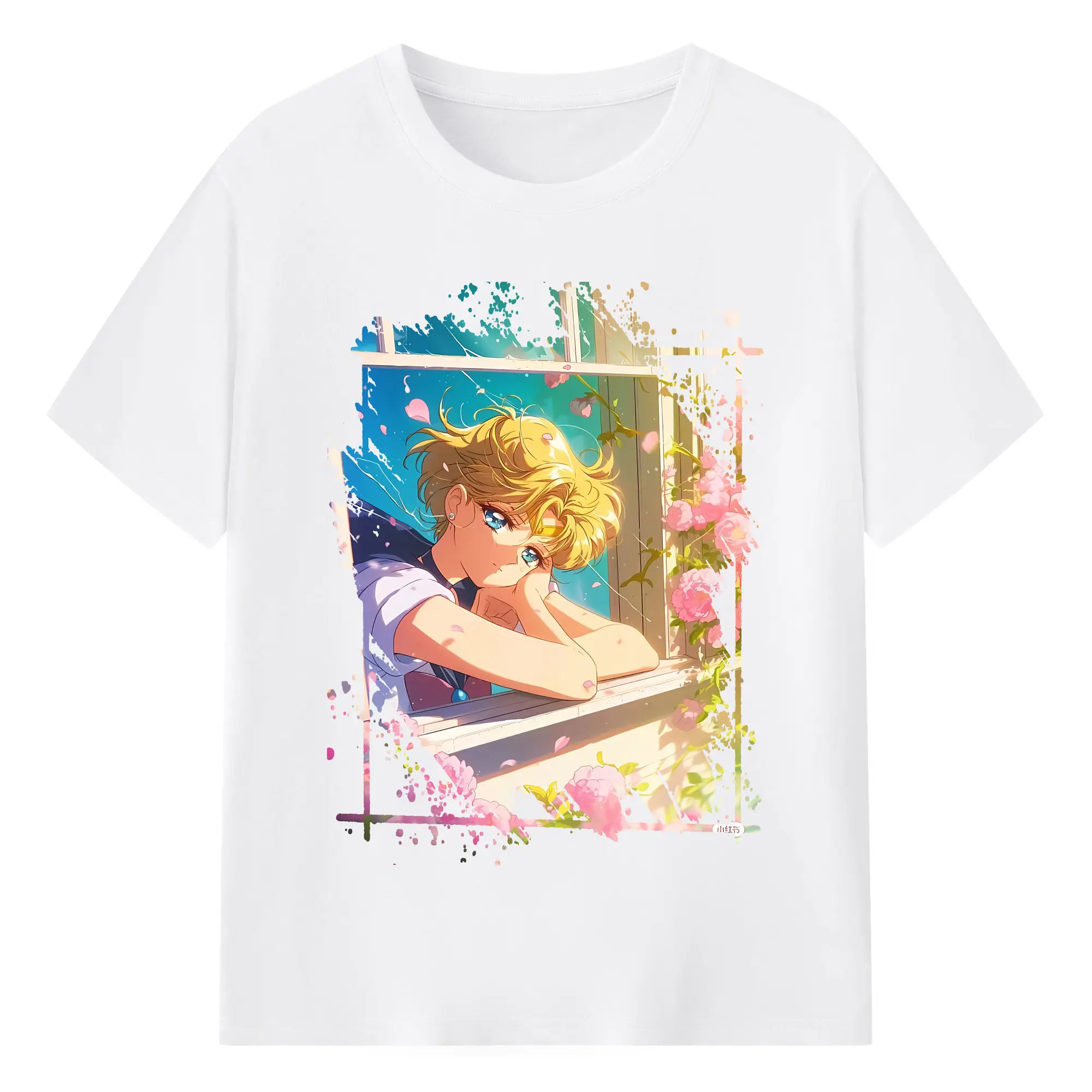 美少女戦士セーラームーン グッズ 天王 はるか - 綿100％ 半袖Tシャツ ・ フロントプリント ・ 快適 通気性 ・ 日常使い 散歩 スポーツ用