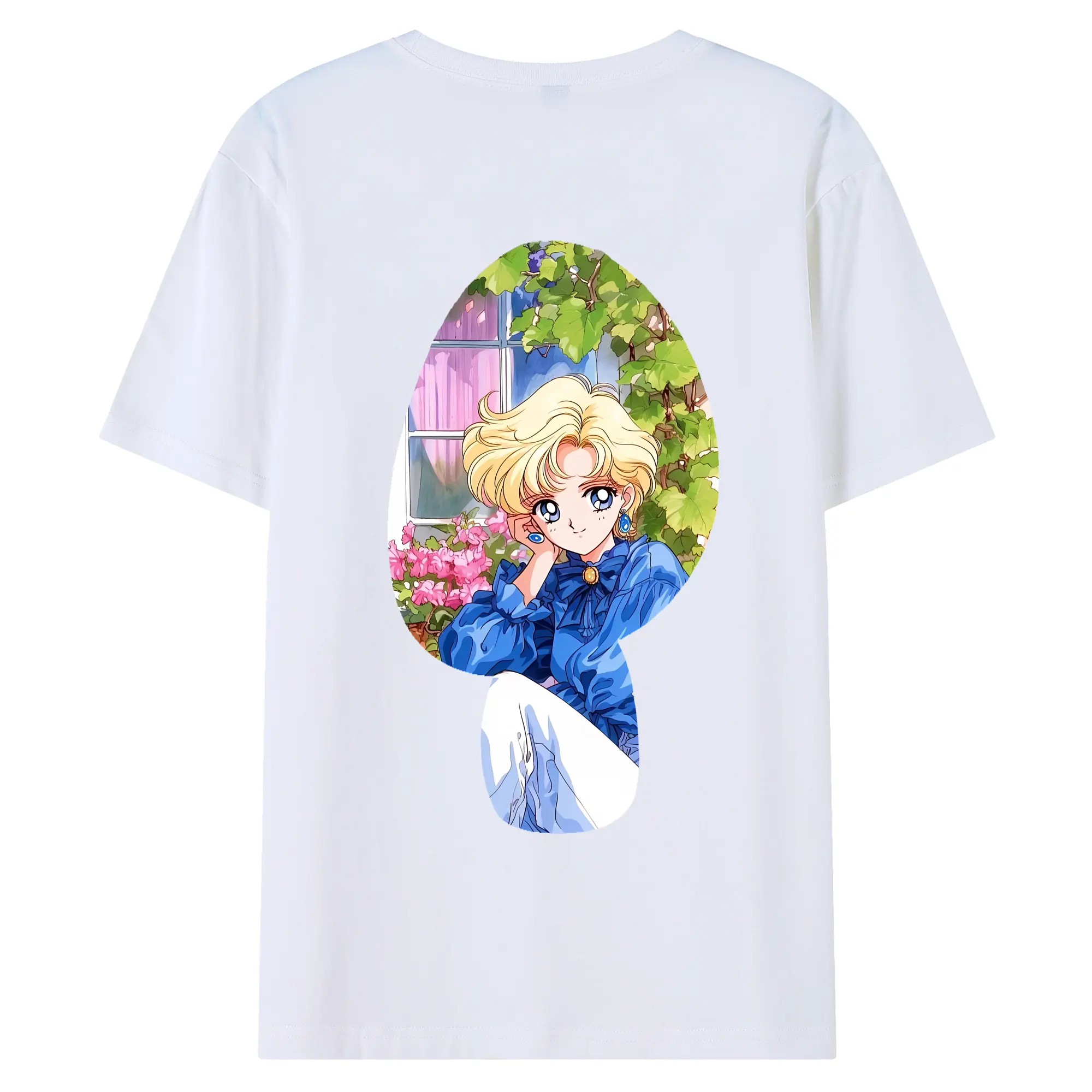 美少女戦士セーラームーン グッズ 天王 はるか - 綿100％ 半袖Tシャツ ・ バックプリント ・ 快適 通気性 ・ 日常使い 散歩 スポーツ用