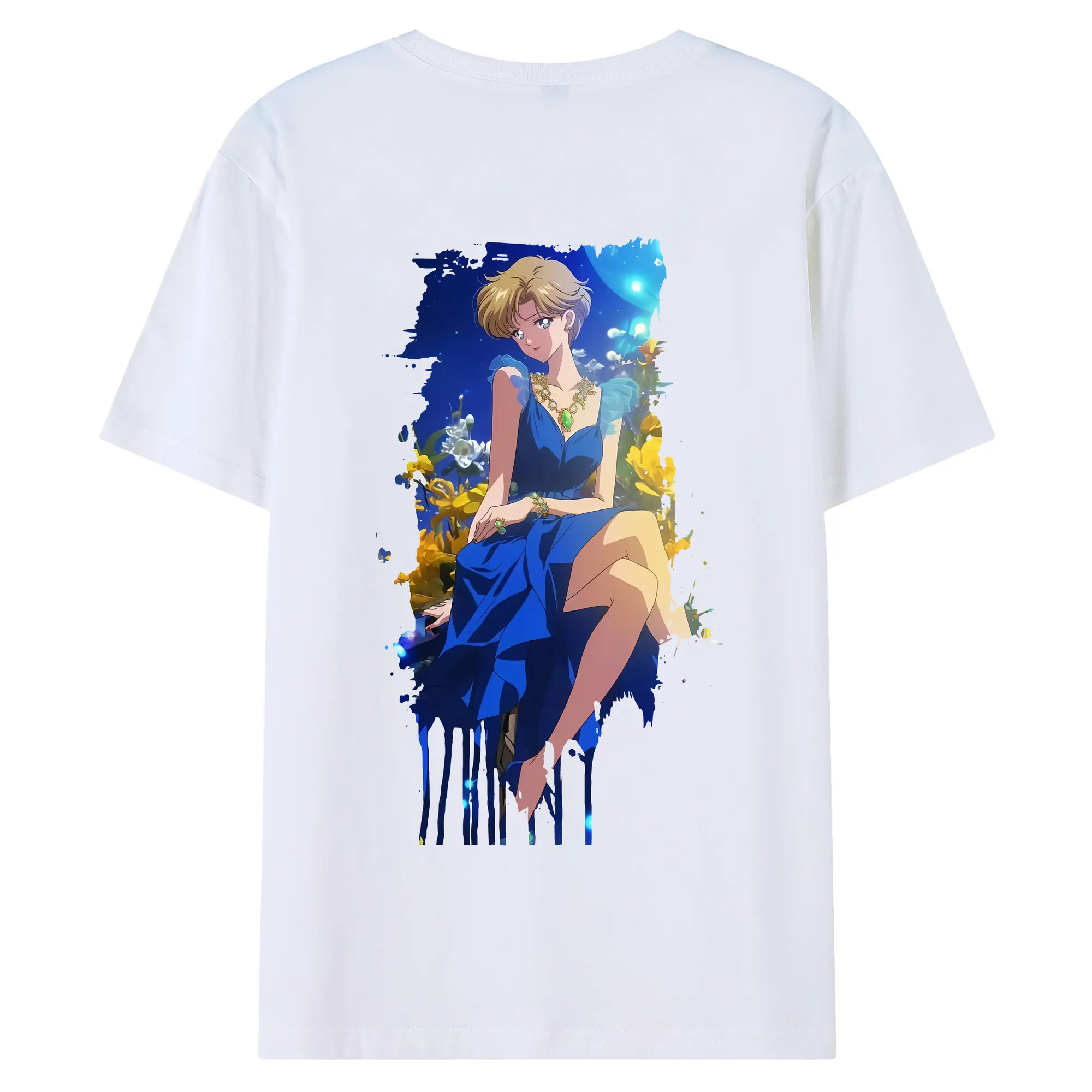 美少女戦士セーラームーン グッズ 天王 はるか - 綿100％ 半袖Tシャツ ・ バックプリント ・ 快適 通気性 ・ 日常使い 散歩 スポーツ用