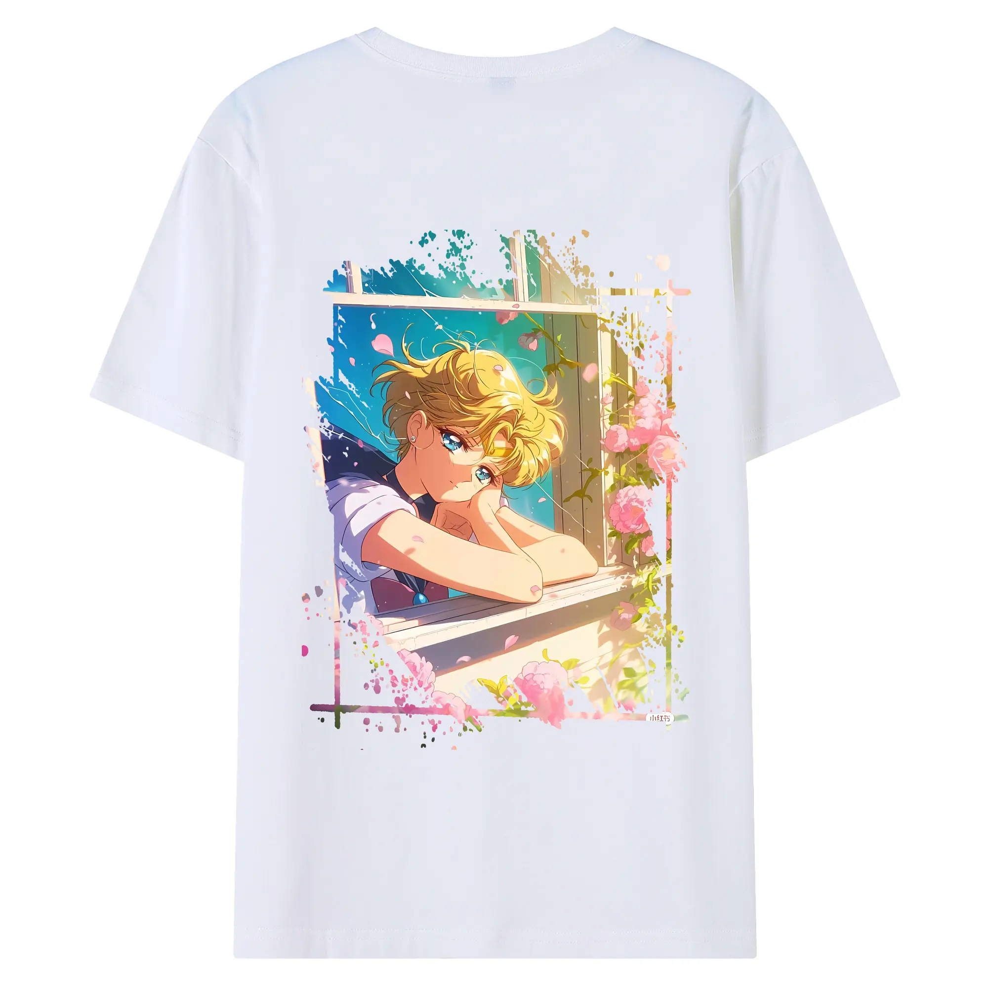 美少女戦士セーラームーン グッズ 天王 はるか - 綿100％ 半袖Tシャツ ・ バックプリント ・ 快適 通気性 ・ 日常使い 散歩 スポーツ用