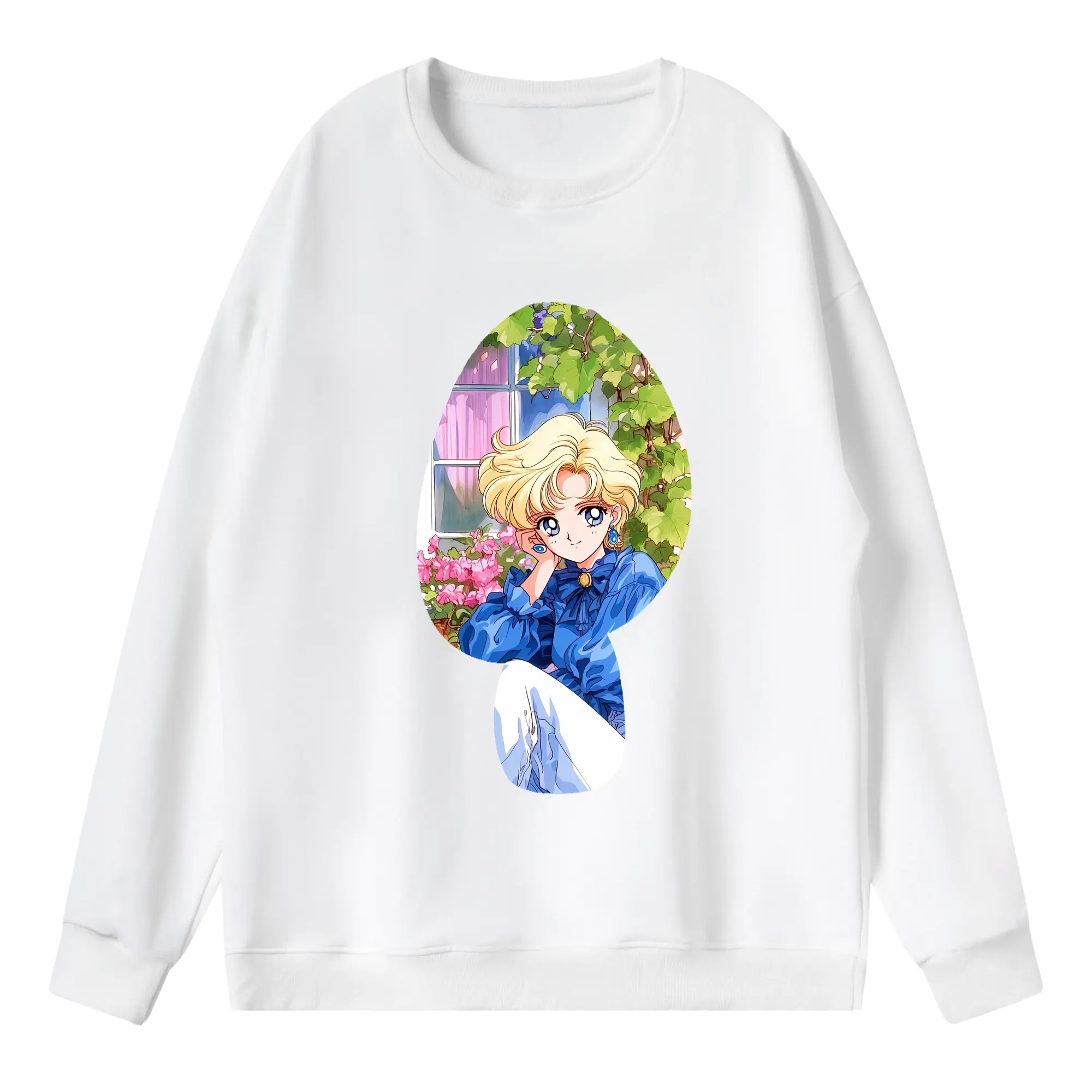 美少女戦士セーラームーン グッズ 天王 はるか - 薄手 クルーネック スウェット 裏毛260g · ポリエステル 春秋向け カジュアル 男女兼用 · トレーナー デイリー スポーツ 散歩に最適