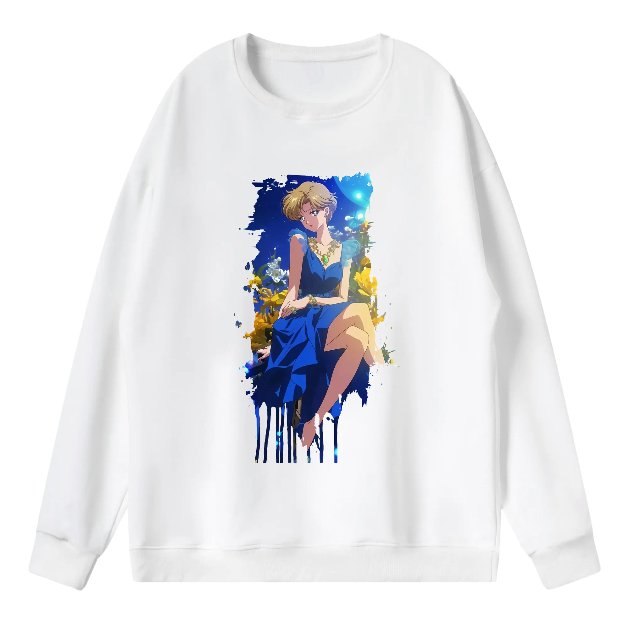 美少女戦士セーラームーン グッズ 天王 はるか - 薄手 クルーネック スウェット 裏毛260g · ポリエステル 春秋向け カジュアル 男女兼用 · トレーナー デイリー スポーツ 散歩に最適