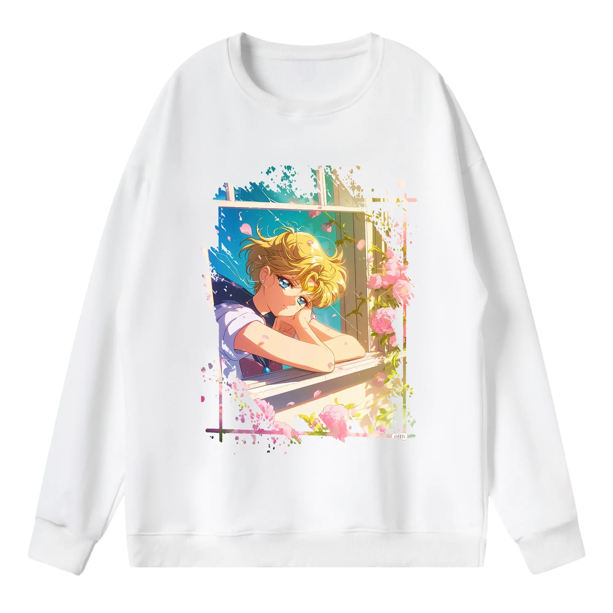 美少女戦士セーラームーン グッズ 天王 はるか - 薄手 クルーネック スウェット 裏毛260g · ポリエステル 春秋向け カジュアル 男女兼用 · トレーナー デイリー スポーツ 散歩に最適